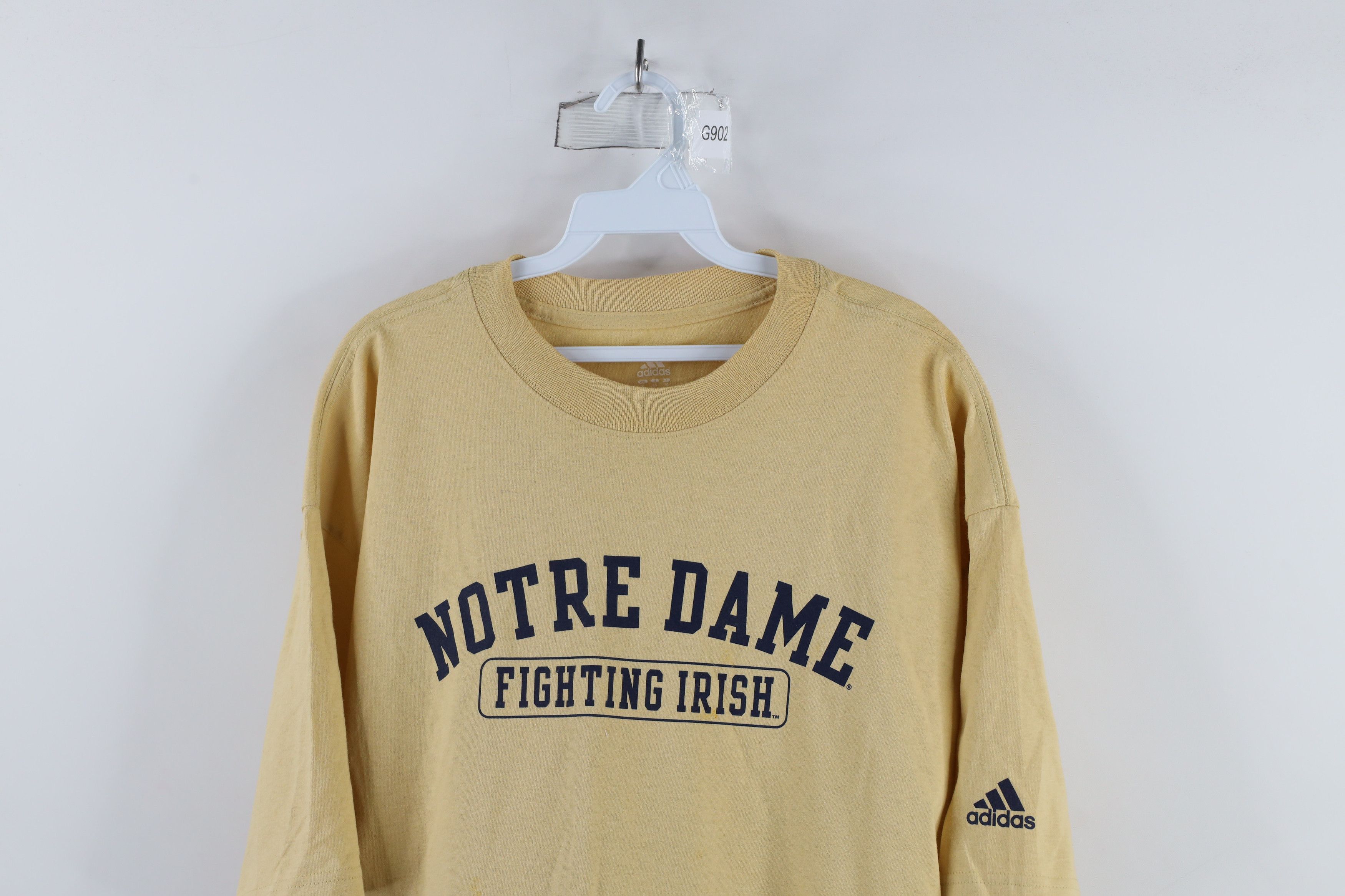 Adidas × Vintage Vintage Adidas Spell Out Notre Dame University T-Shirt Gold Size US XL / EU 56 / 4 - 2 Thumbnail
