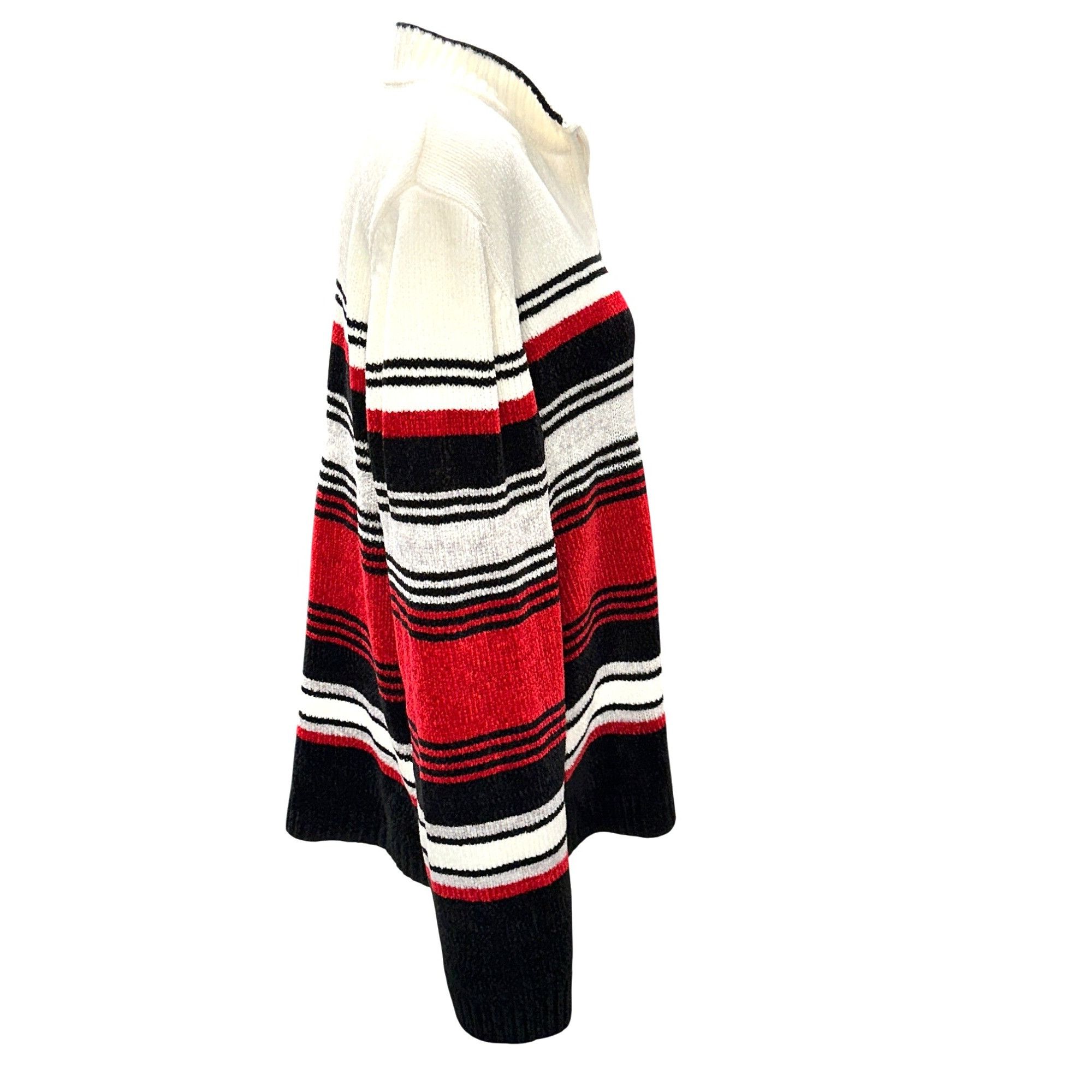 Other Alfred Dunner Large Red Black Striped Chenille Pullover Cozy Size L / US 10 / IT 46 - 6 Thumbnail