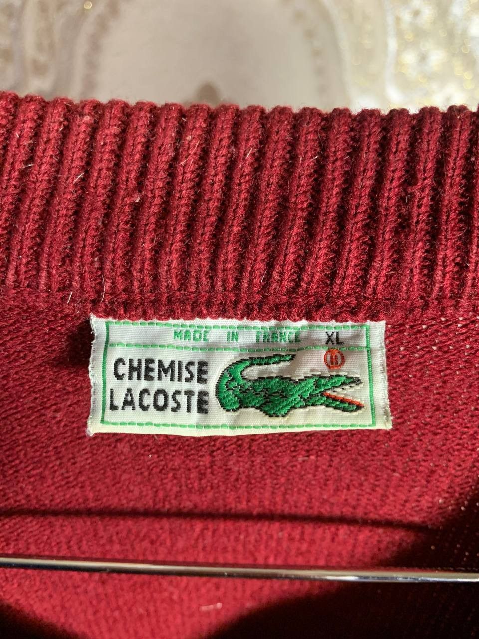 Lacoste × Vintage VERY RARE LACOSTE CHAMISE SWEATER V KNIT MADE IN FRANCE 90s Size US L / EU 52-54 / 3 - 6 Thumbnail