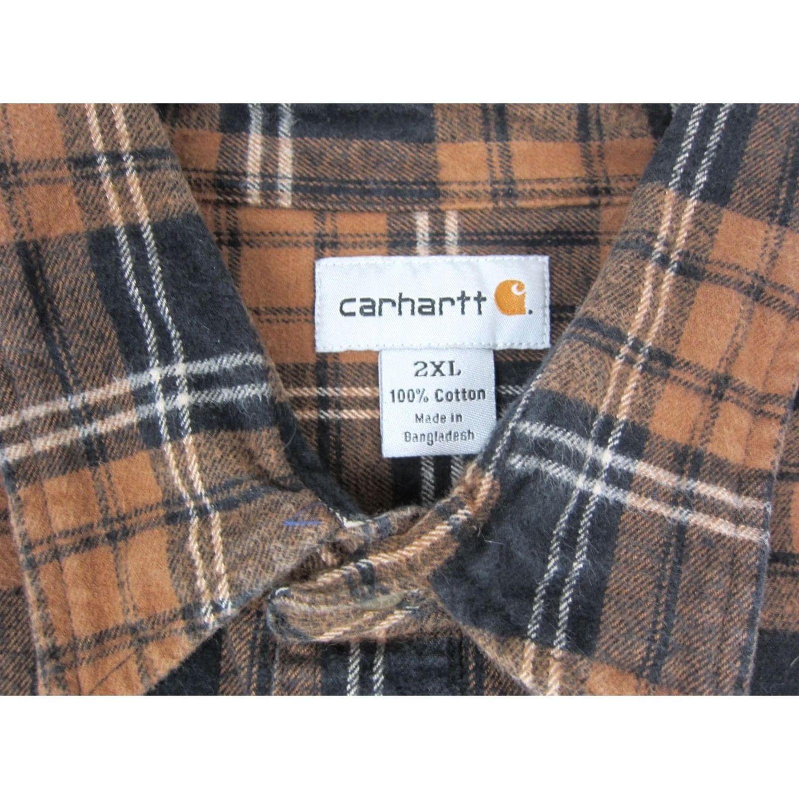 Carhartt Carhartt Shirt Mens 2XL XXL Brown Black Plaid Flannel Button Up Cotton Workwear Size US XXL / EU 58 / 5 - 4 Thumbnail