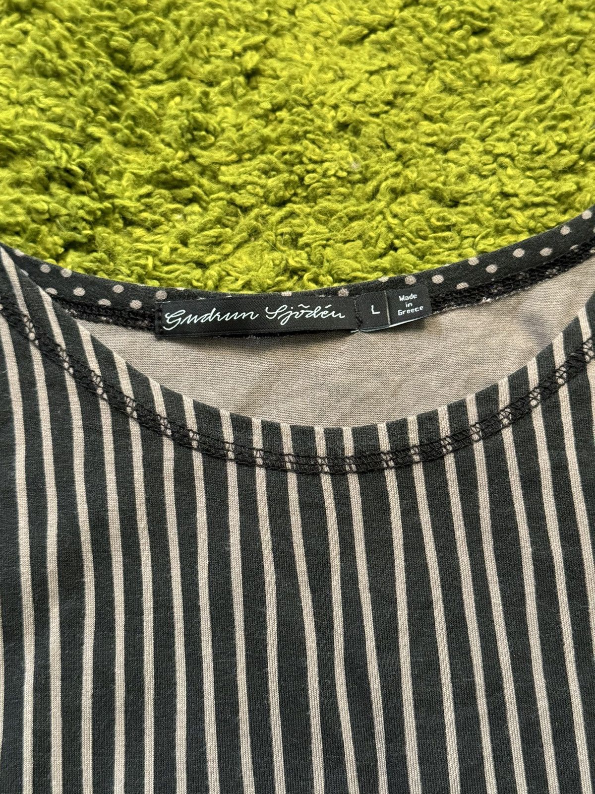Designer Gudrun Sjoden avant garde striped polka dot tunic blouse Size L / US 10 / IT 46 - 2 Thumbnail