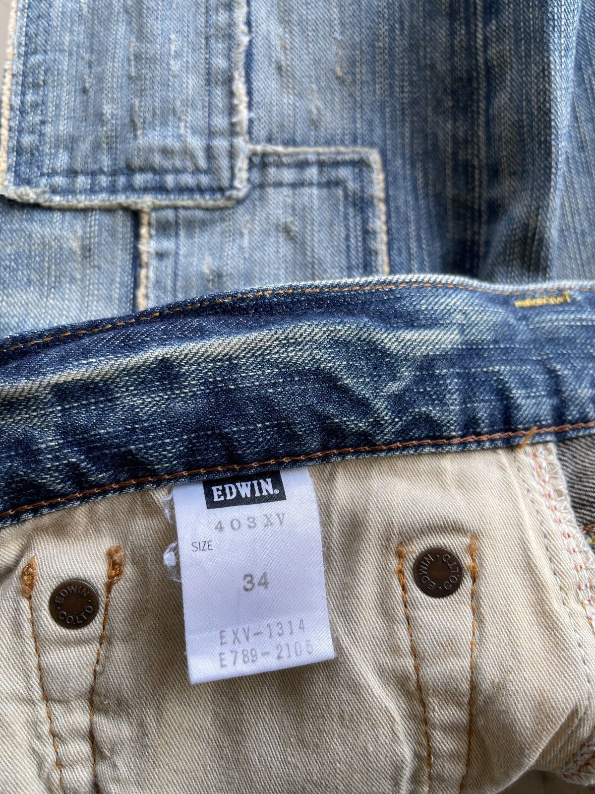 Japanese Brand Vintage Edwin Sashiko Boro Patchwork Distressed Denim Size US 35 - 13 Thumbnail