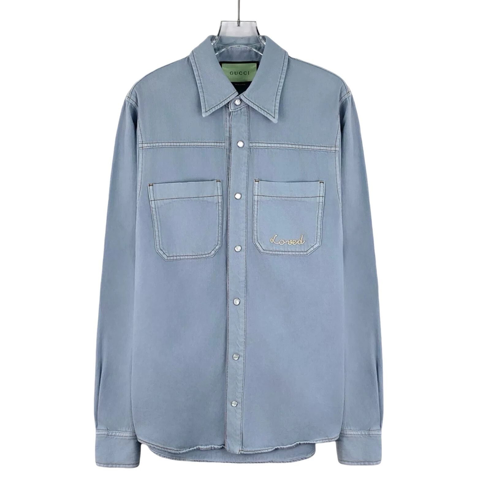 Gucci Gucci Apple Embroidery Denim Shirt 46 Size US S / EU 44-46 / 1 - 1 Thumbnail