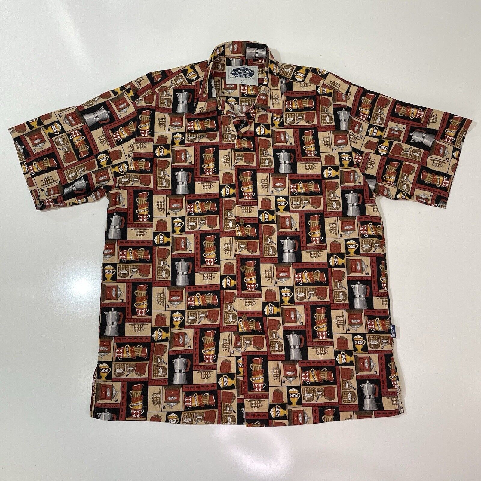 Maui and Sons VTG Maui & Sons Men’s Shirt Coffee Shop Espresso Hawaiian L Size US L / EU 52-54 / 3 - 1 Thumbnail
