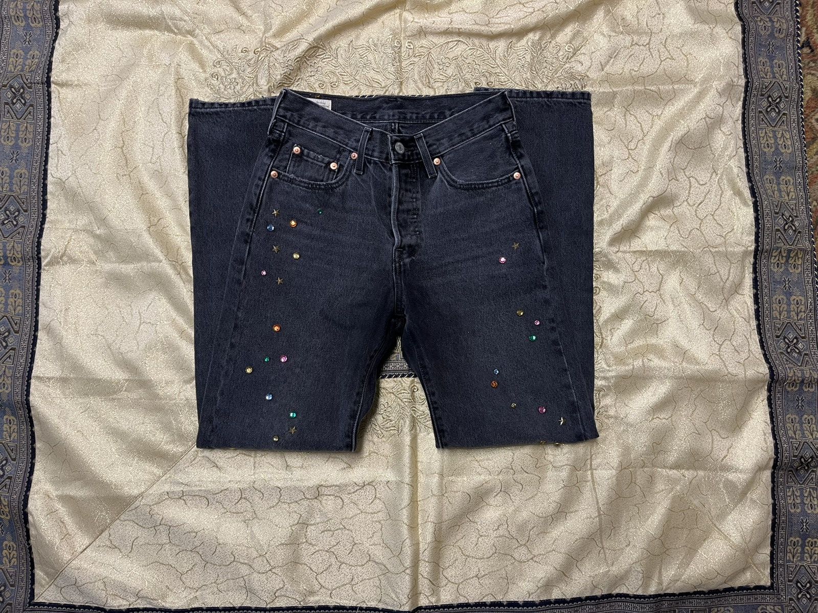 Levi's × Vintage Bedazzled Black Levi jeans Size 26" / US 2 / IT 38 - 1 Thumbnail
