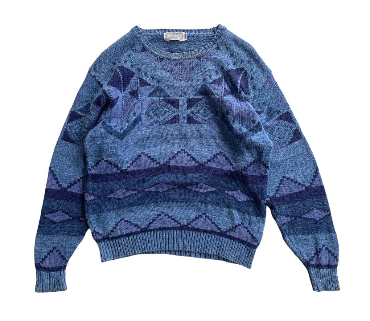 Japanese Brand Vintage 90s Geometric Native Indigo Knitwear Sweater Size US M / EU 48-50 / 2 - 2 Thumbnail