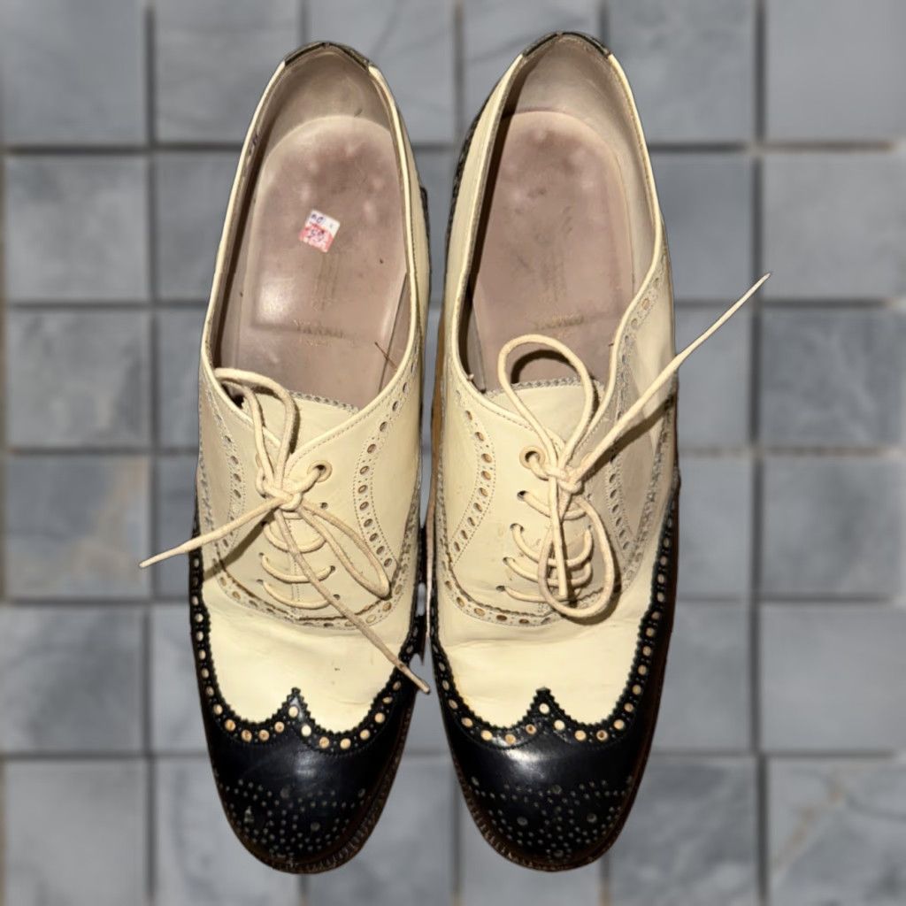 Vintage VINTAGE Yanko España Wingtip Dress Shoes Women 9.5 Black & White Leather Heel Pump Brogue Oxford Vintage European Womens Shoes Size L / US 10 / IT 46 - 1 Thumbnail