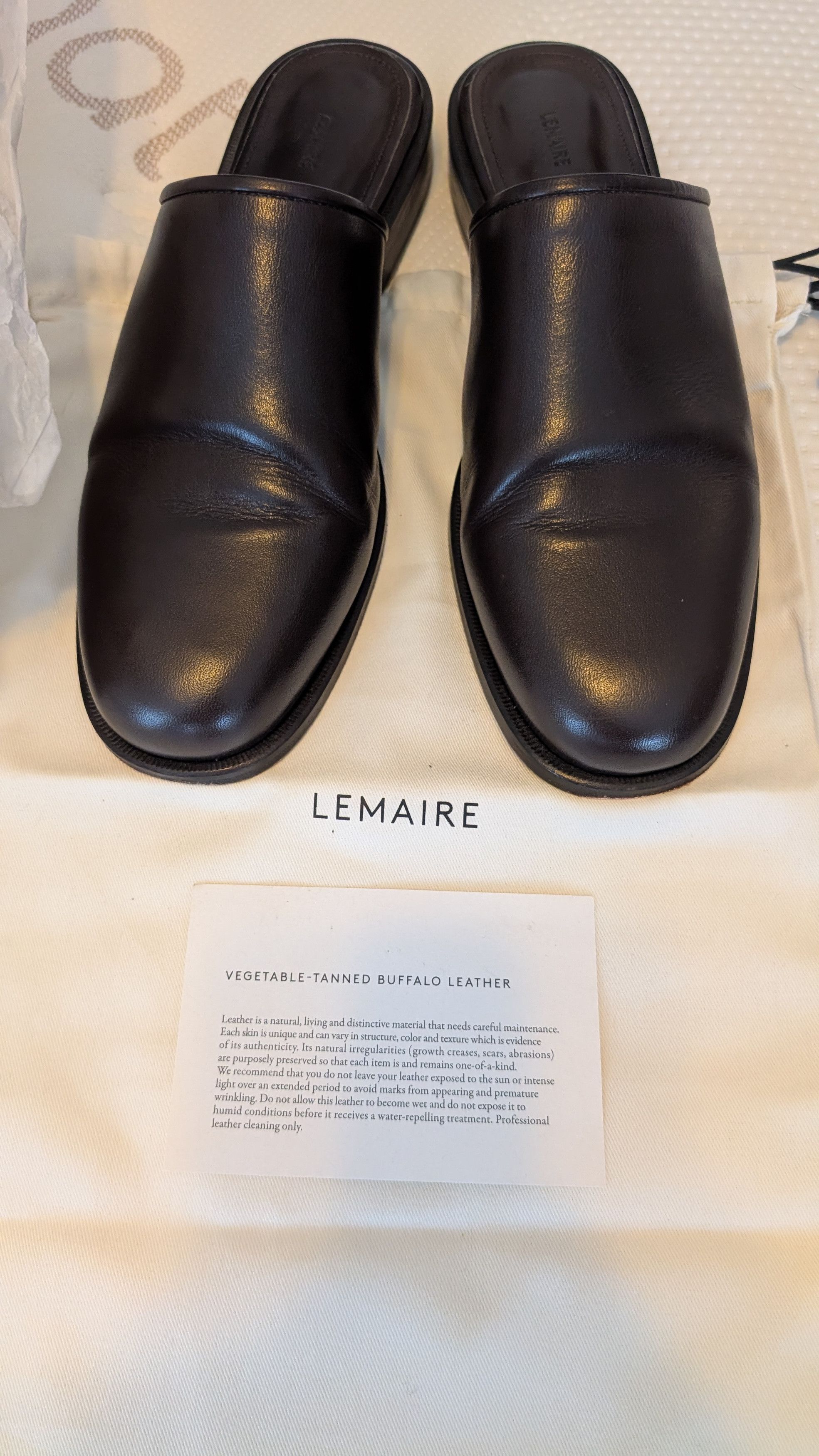 Buffalo leather Mules dark brown