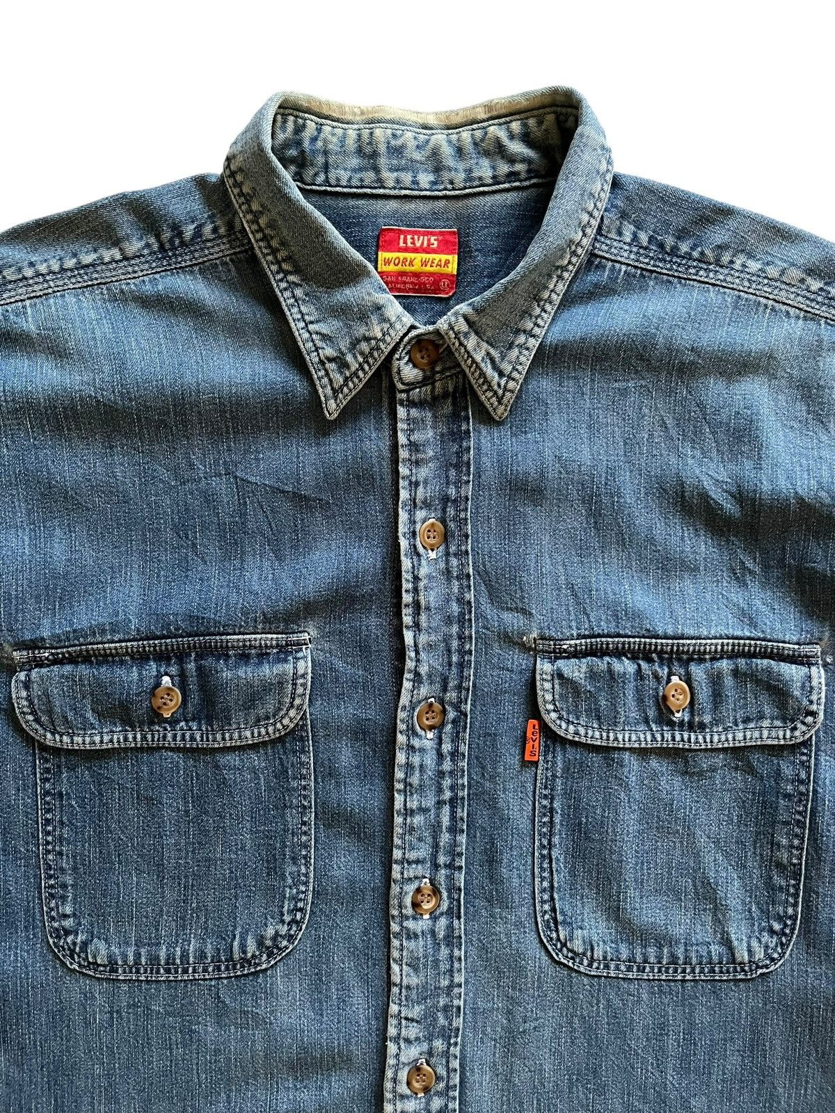 Levi's × Levi's Vintage Clothing SALES🔥Vintage Levis Workwear Orange Tab Denim Button Ups Size US L / EU 52-54 / 3 - 5 Thumbnail