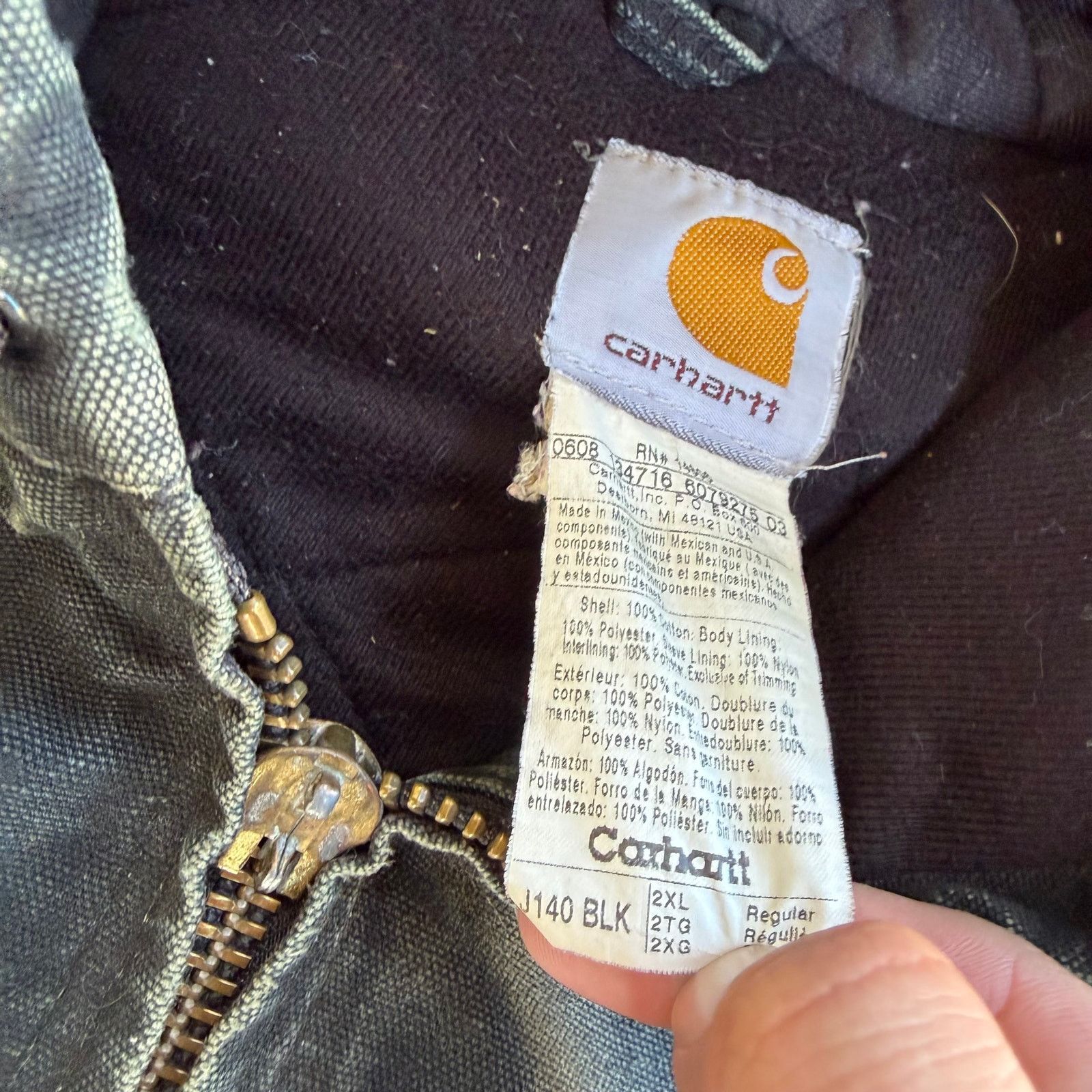 Carhartt × Vintage Carhartt J140 faded black hooded work wear jacket Size US XXL / EU 58 / 5 - 6 Thumbnail