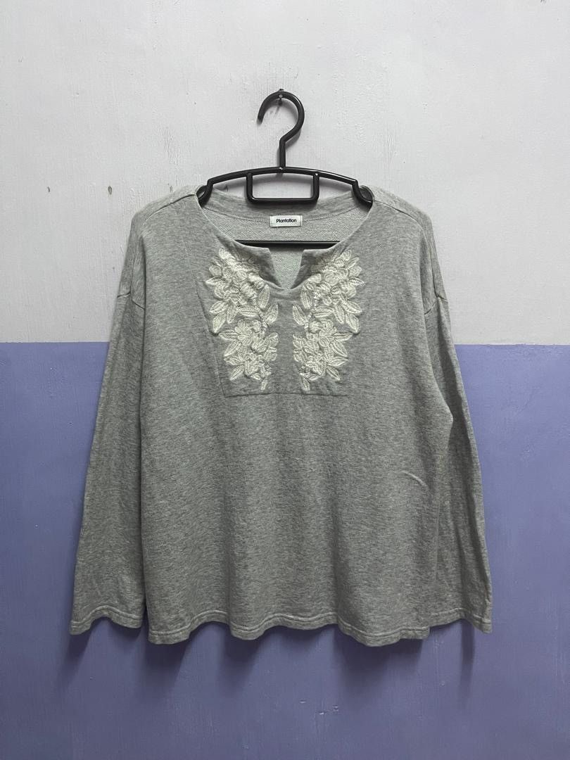 Issey Miyake 2000s Issey Miyake Plantation Flower Embroiderey Sweatshirt Size M / US 6-8 / IT 42-44 - 2 Thumbnail