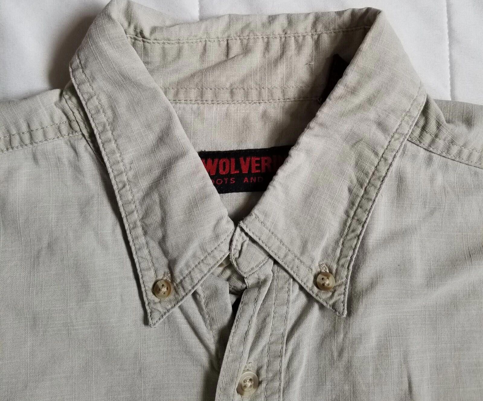 Wolverine Wolverine Large Tan 100% Cotton Button Up Short Sleeve Shirt Size US L / EU 52-54 / 3 - 8 Thumbnail