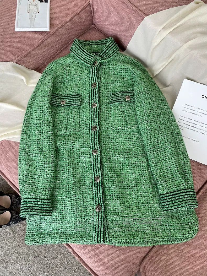 Chanel Chanel Green woven two-pocket jacket Size XXS / US 00 / IT 34 - 1 Thumbnail