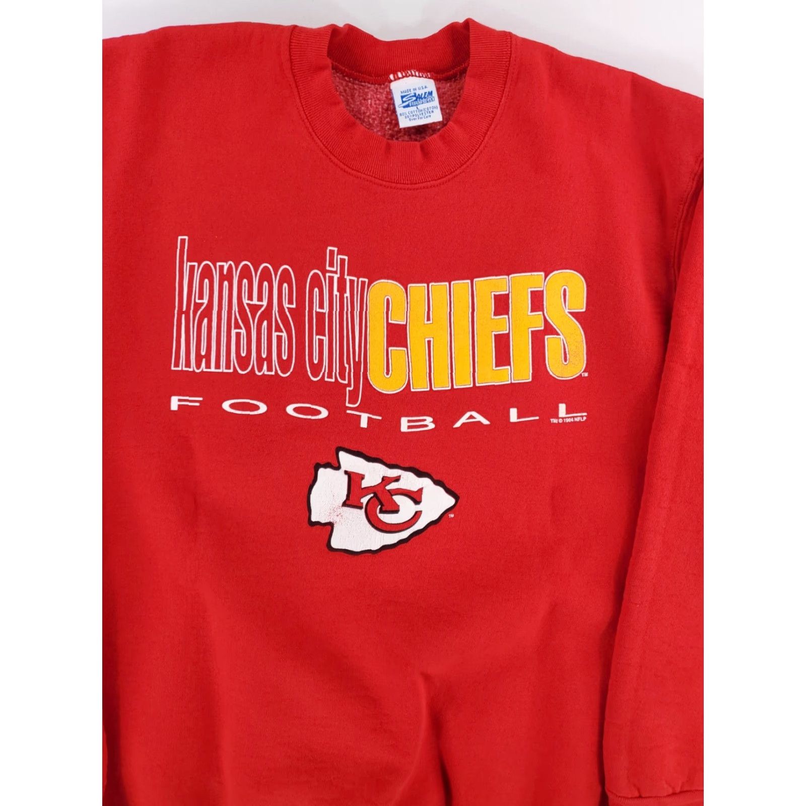 Salem Sportswear VINTAGE Kansas City Chiefs Salem Sportswear Sweatshirt Red Mens L 90s Pullover Made USA Size US L / EU 52-54 / 3 - 2 Thumbnail
