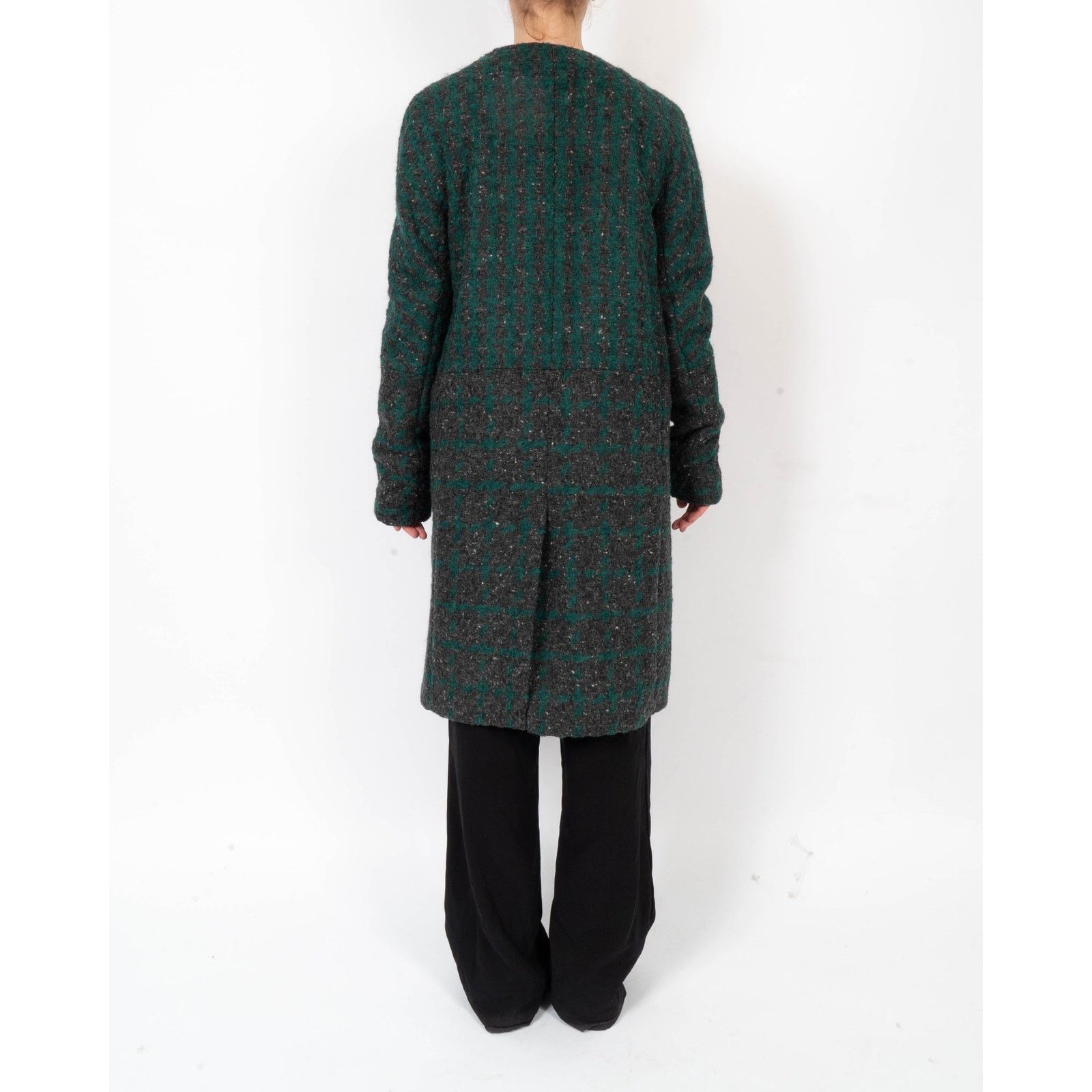 Haider Ackermann FW14 Collarless Overcoat in Grey & Green Boucle Wool Size S / US 4 / IT 40 - 4 Thumbnail