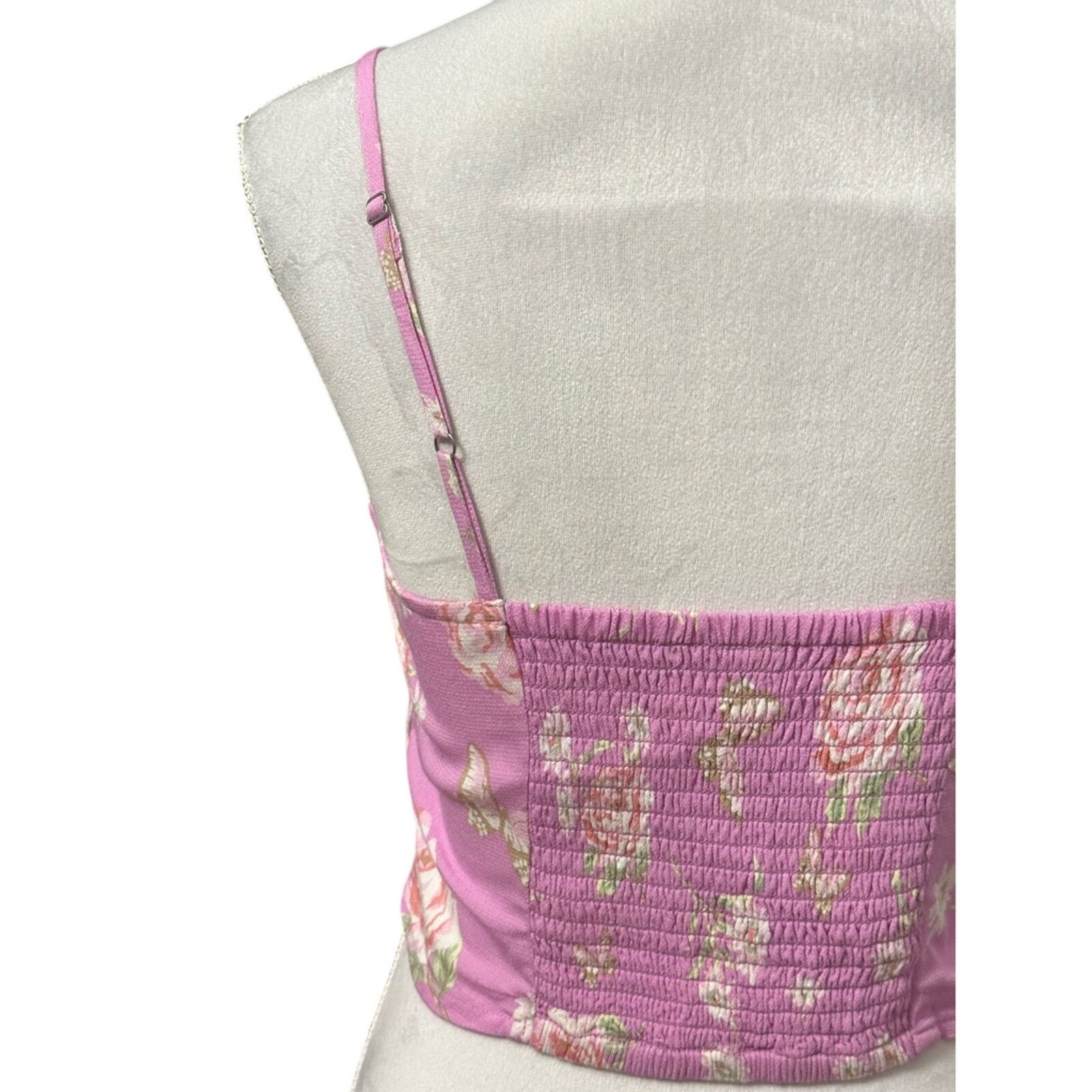 Other BP Floral Crop Tank Top Ruched Straight Neck Pink Women's S Size S / US 4 / IT 40 - 6 Thumbnail