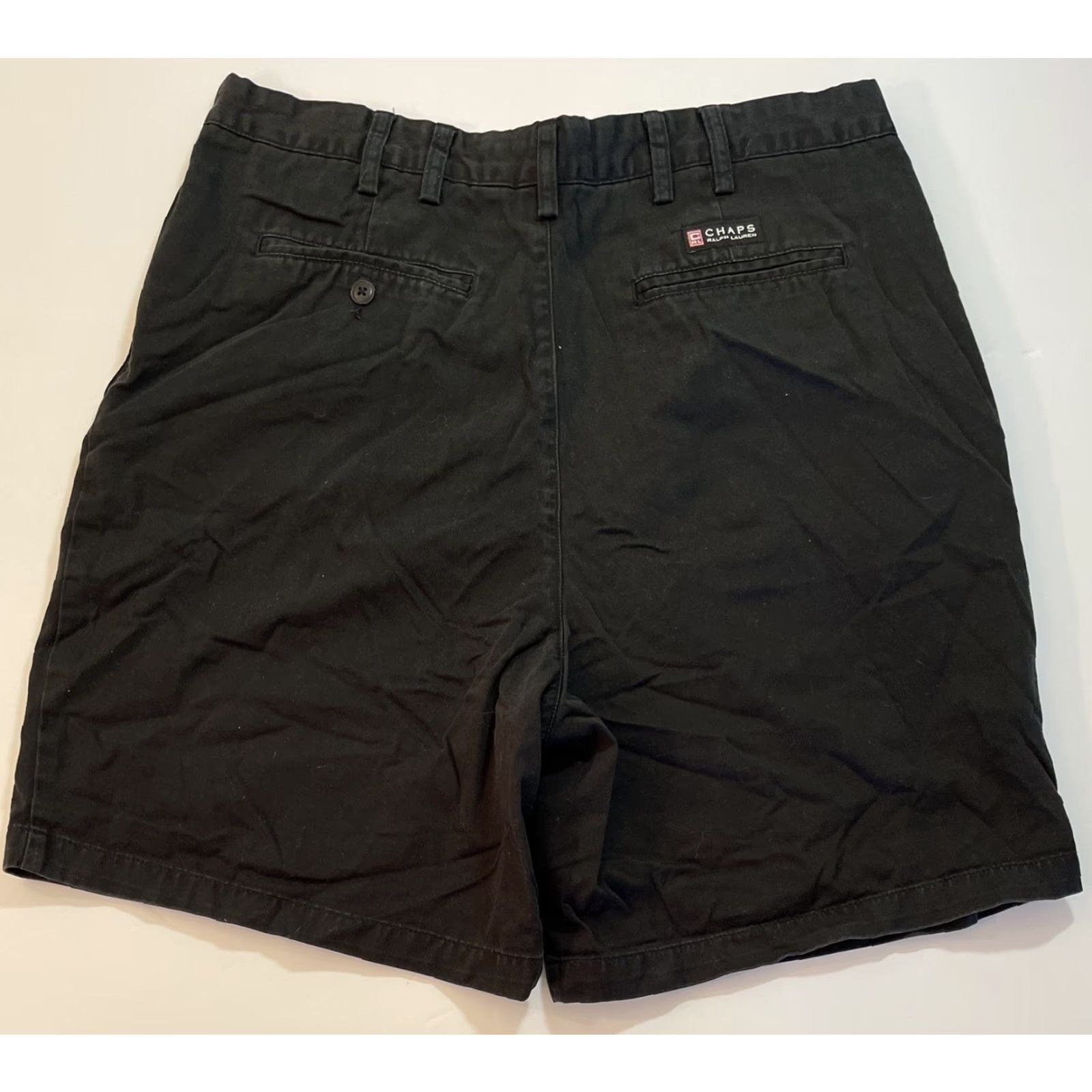 Ralph Lauren VINTAGE Chaps Ralph Lauren Men's Golf Shorts - Pleated, Khaki/Black, 36, 90s Style, Casual Chino, Regular Fit Size US 36 / EU 52 - 3 Thumbnail