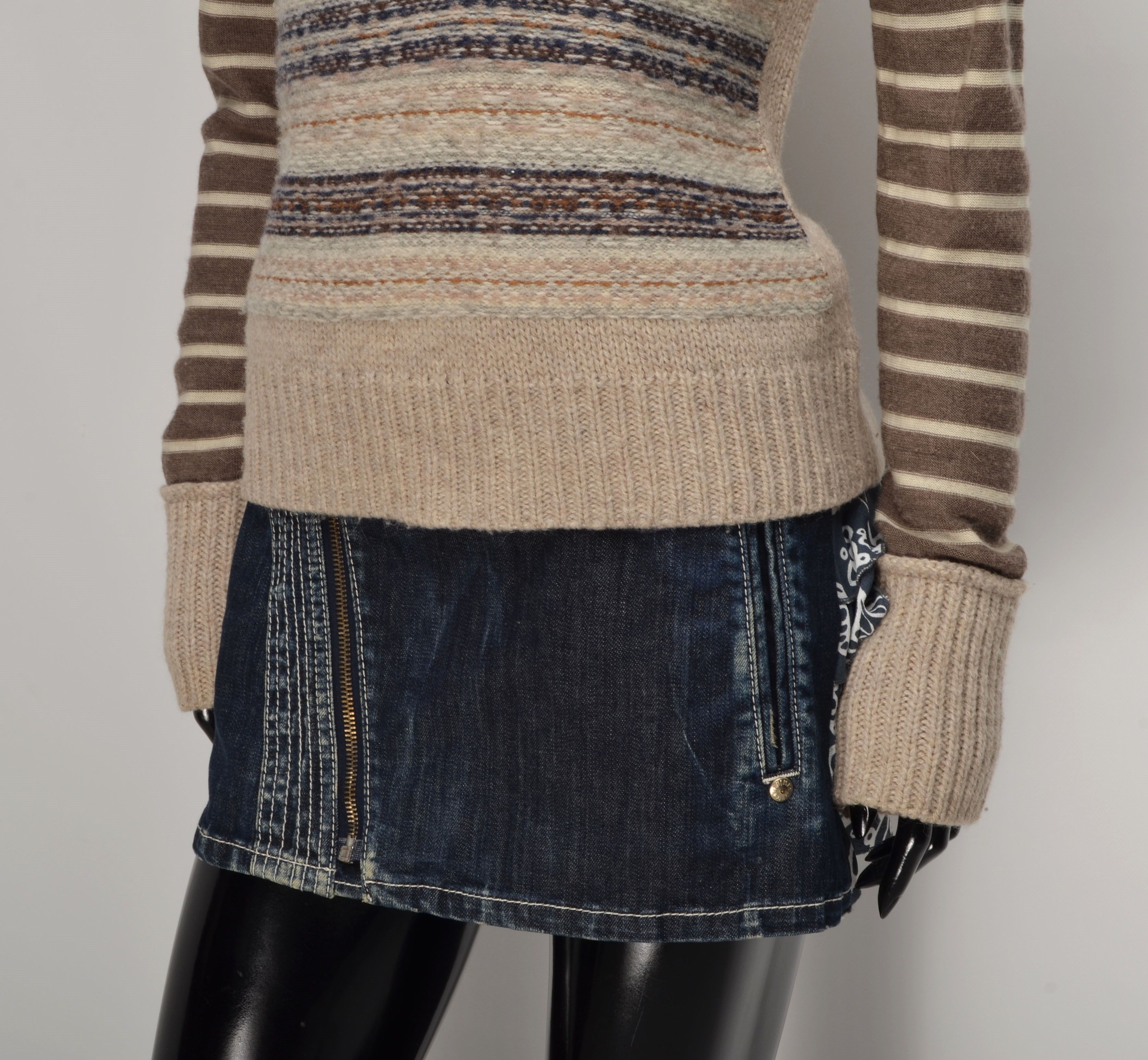 Designer × Tory Burch Tory Burch Striped Sleeves Wool Alpaca Blend B-Neck Sweater Size S / US 4 / IT 40 - 3 Thumbnail