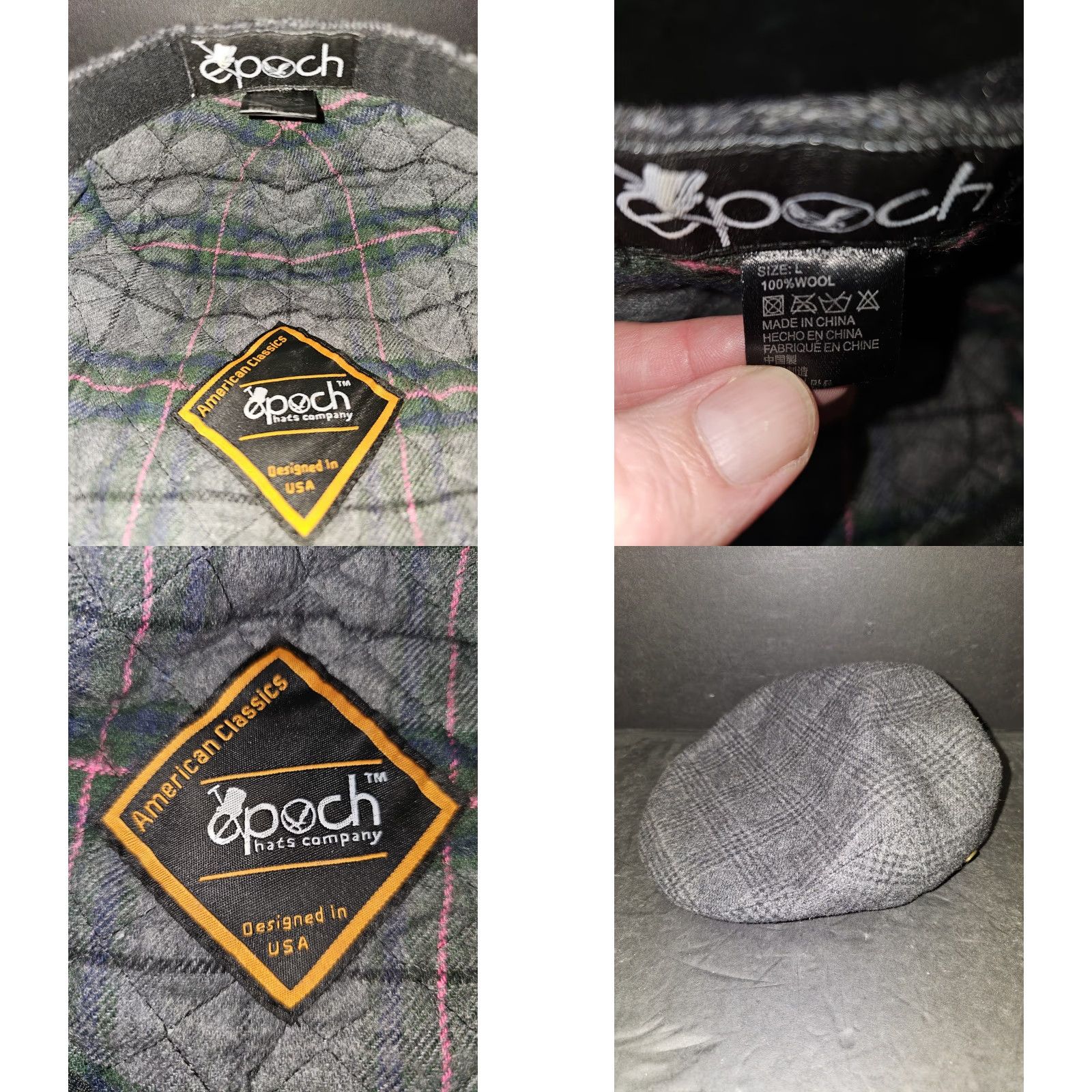 Vintage VINTAGE Epoch Hats Co. Gray Plaid 100% Wool 8 Panels Newsboy Flat Cap Hat Mens Sz Large Wool Tweed Lined Classic City 90s? Size ONE SIZE - 8 Thumbnail