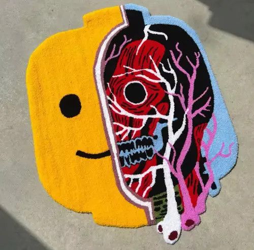 VIBE Designer Cartoon Handmade Anime Forked Brain Rug Carpet Size ONE SIZE - 5 Thumbnail