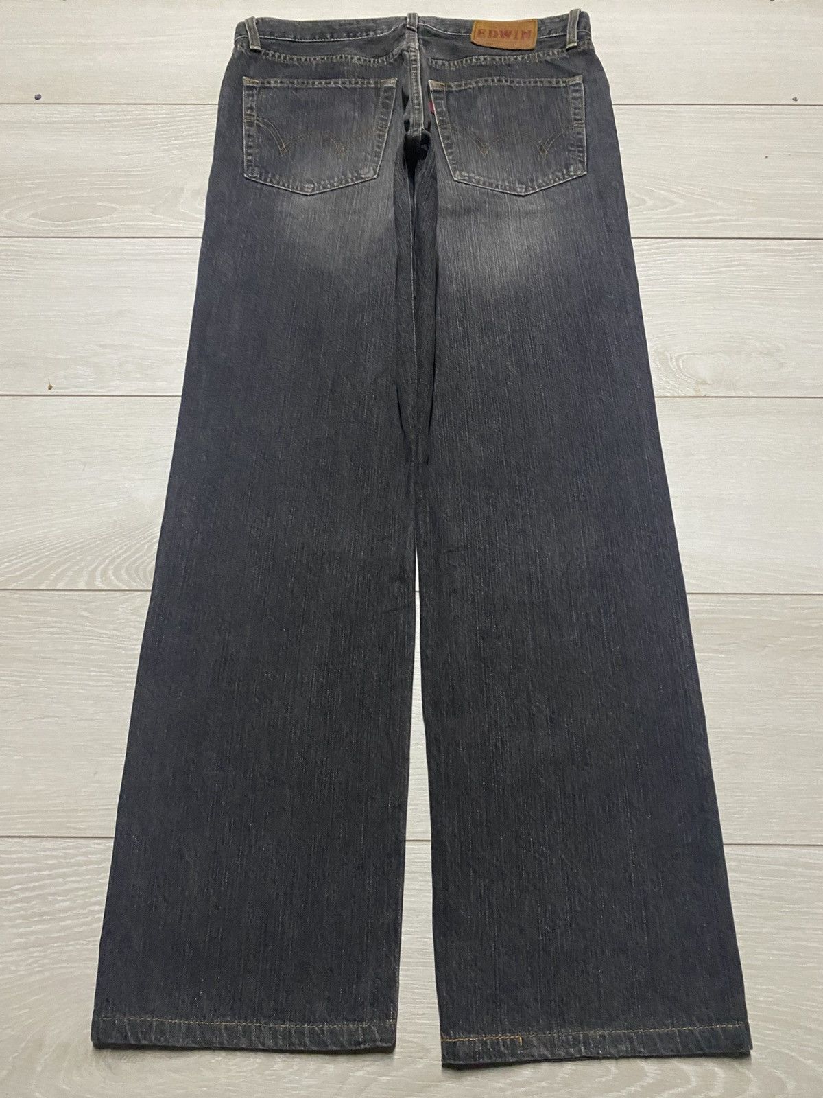 Edwin Vintage Edwin 503 Black Denim Tears Distressed Loose Jeans Size US 32 / EU 48 - 2 Thumbnail