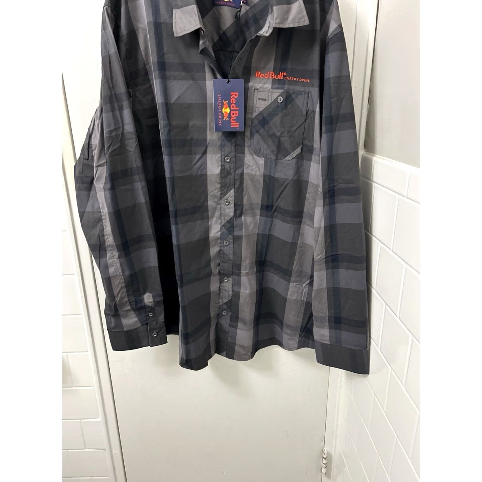 Vintage Red Bull Shirt Mens 2XL Gray Plaid Button-Down Long Sleeve NWT Size US XXL / EU 58 / 5 - 3 Thumbnail
