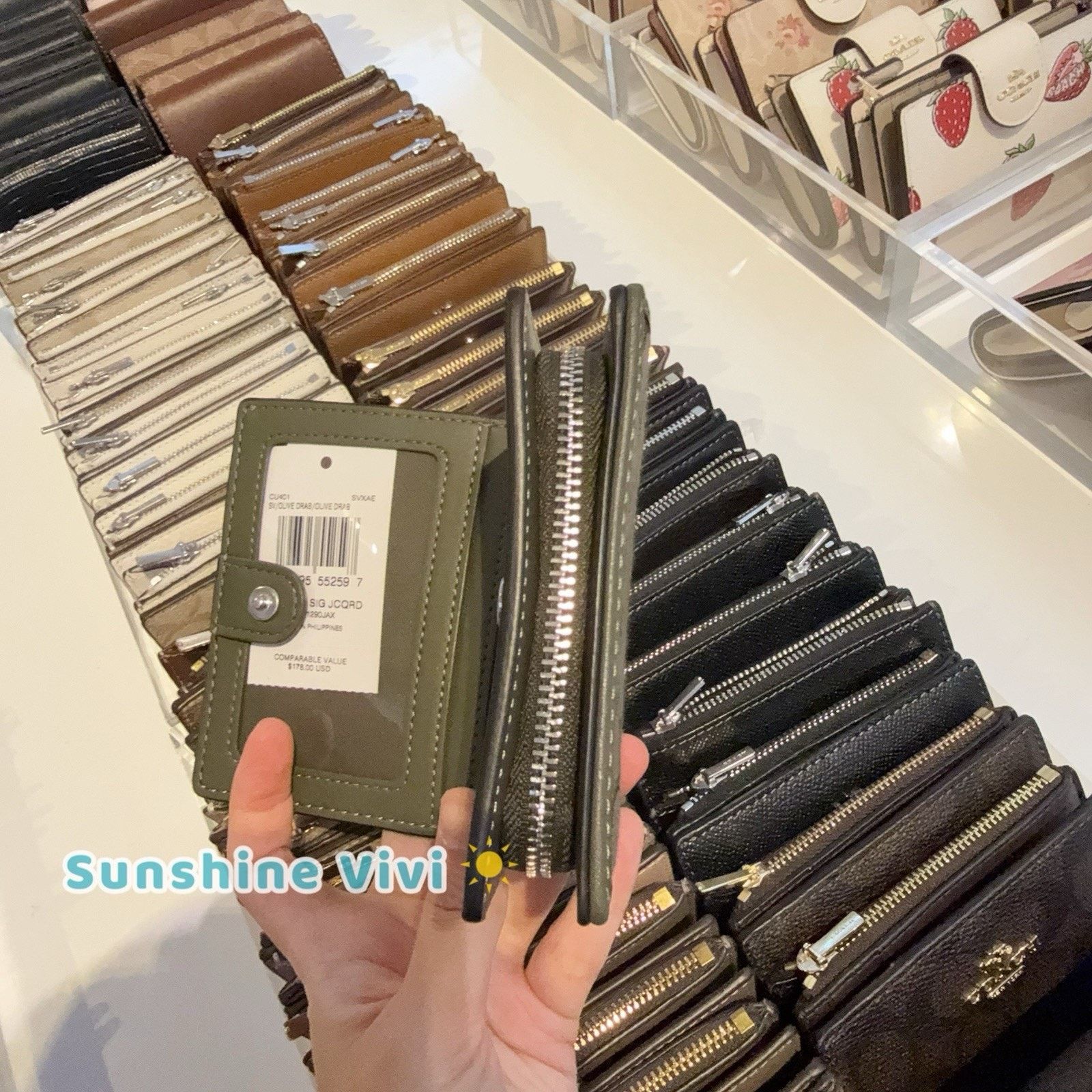 Coach NWT Coach CU401 Snap Card Case Wallet OLIVE DRAB Size ONE SIZE - 6 Thumbnail