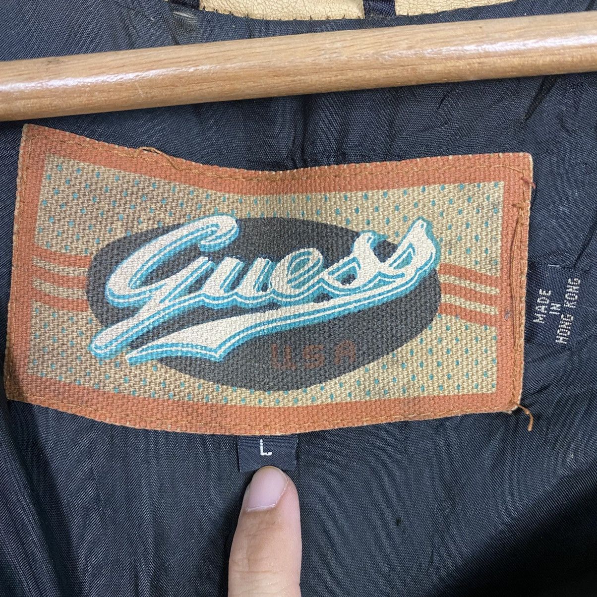 Guess 📌Vintage Bomber Leather Jacket Guess Big Logo Embroidery Size US L / EU 52-54 / 3 - 19 Thumbnail