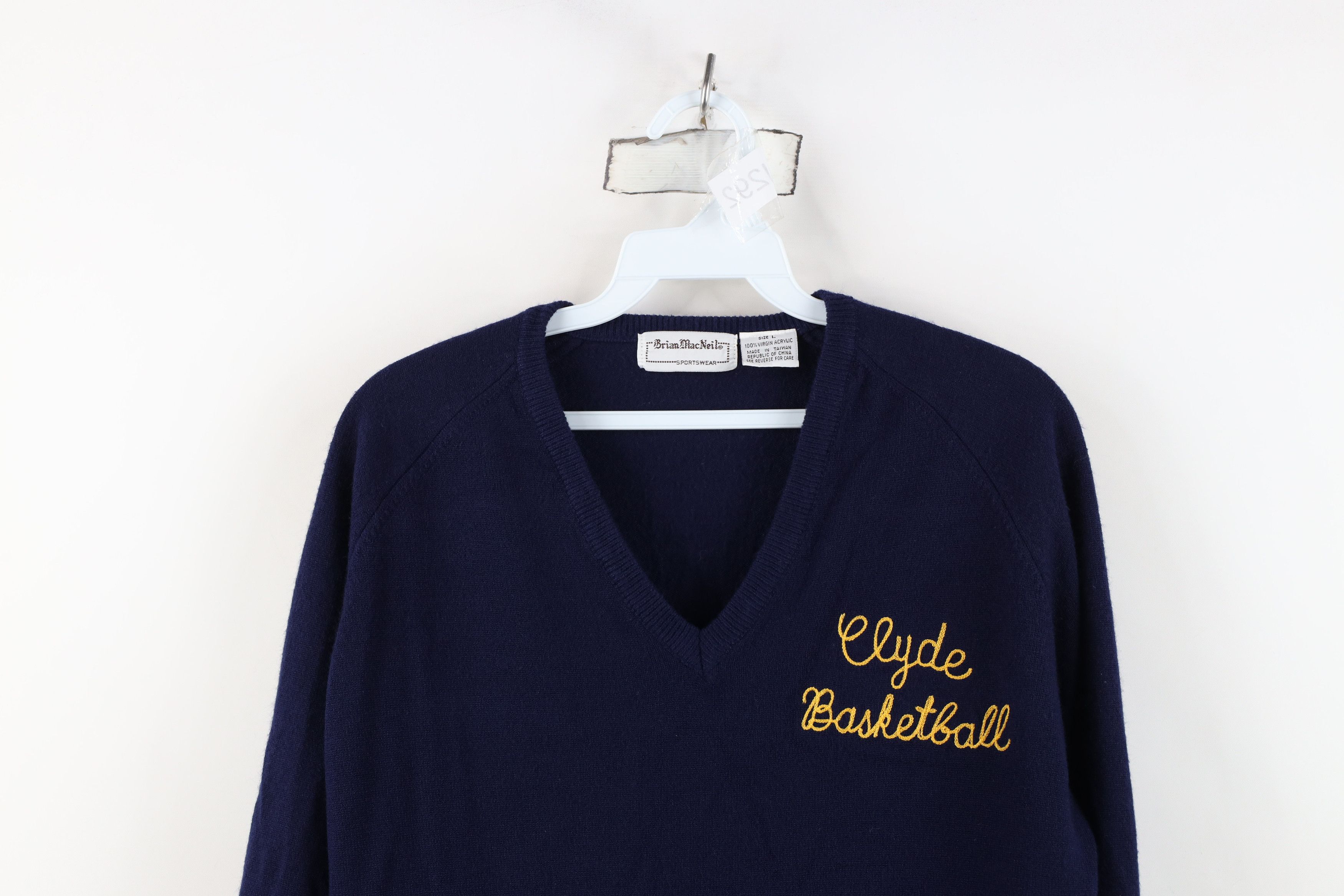 Vintage Vintage 70s Streetwear Stitch Basketball Knit Sweater Blue Size L / US 10 / IT 46 - 2 Thumbnail