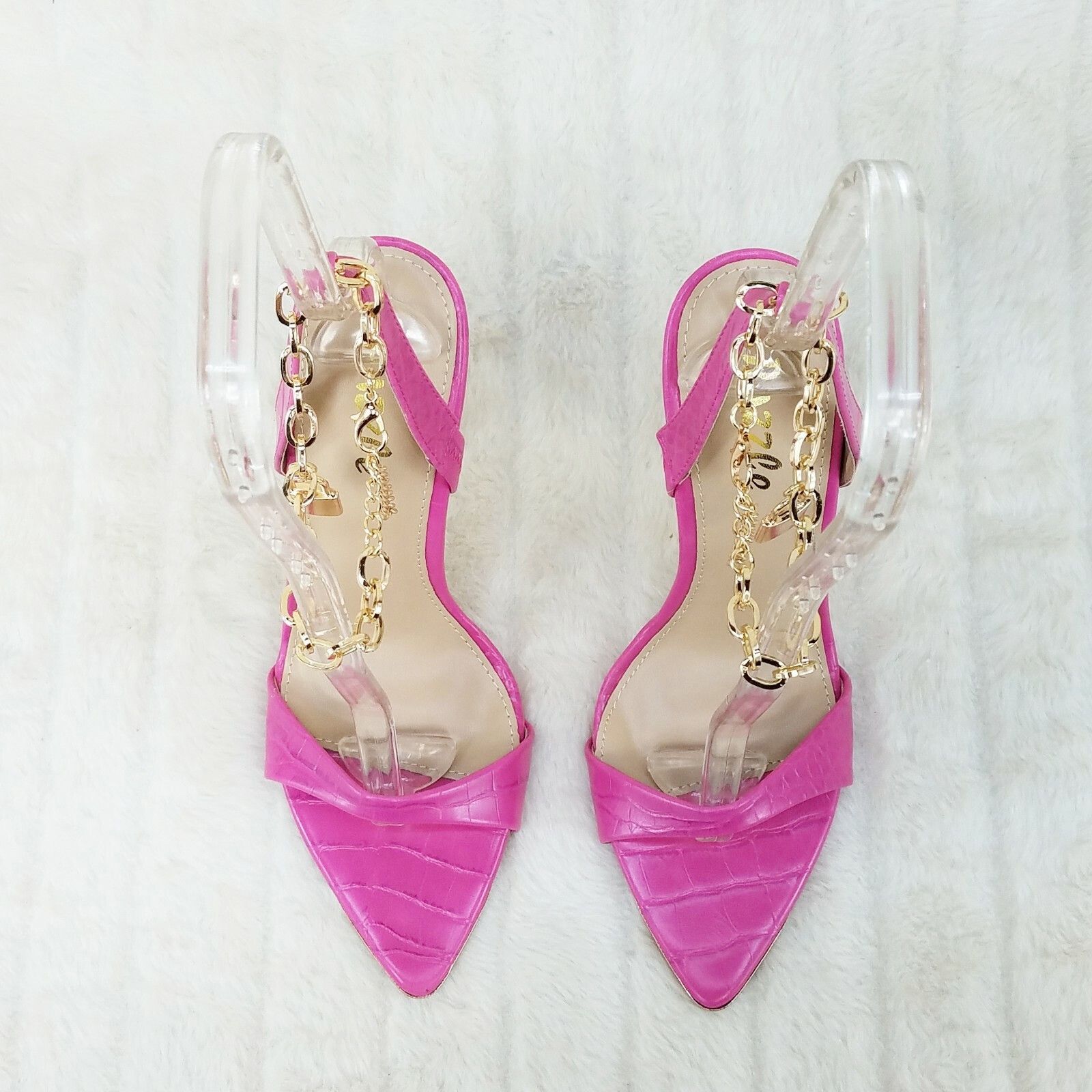 Other Nicely Pad Lock Chain Strap High Heels Metal Toe Tip Shoes F Size US 9 / IT 39 - 5 Thumbnail