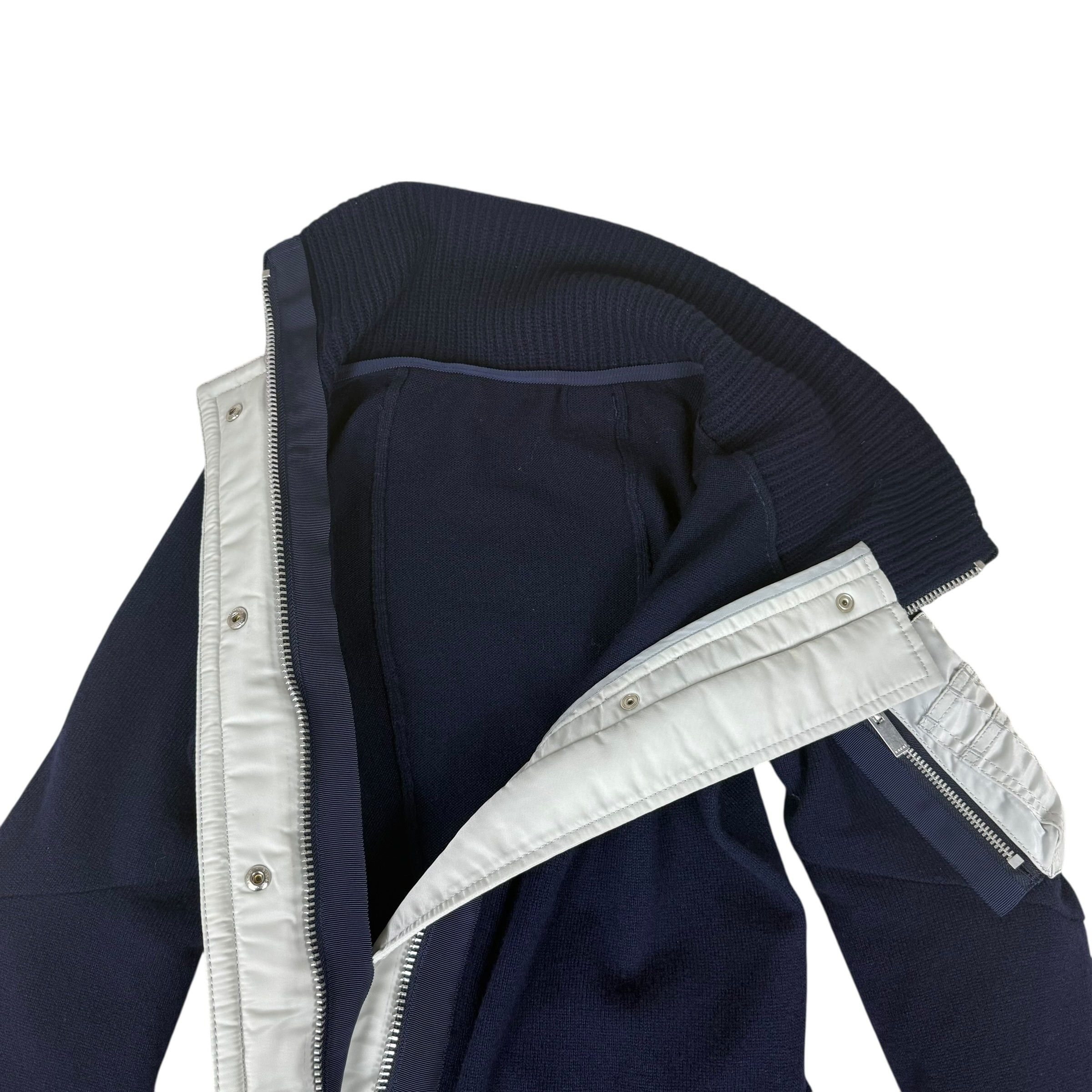 Sacai Sacai AW19 MA-1 Docking Wool Knit Zip-Up Midi Dress Navy (Si Size S / US 4 / IT 40 - 4 Thumbnail