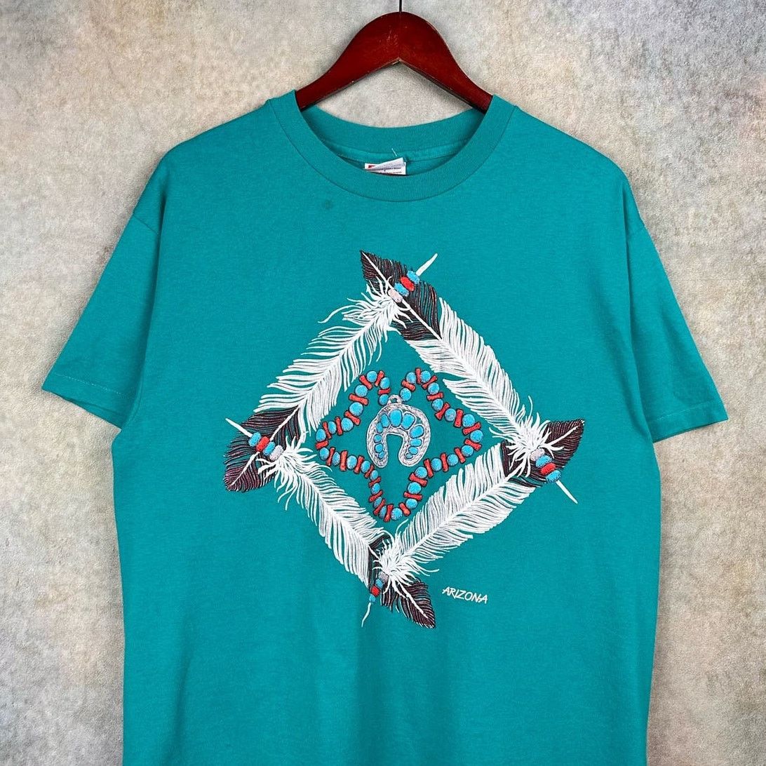 Hanes × Vintage Vintage 90s Arizona Native Print Graphic T Shirt L USA Made Size US L / EU 52-54 / 3 - 2 Thumbnail