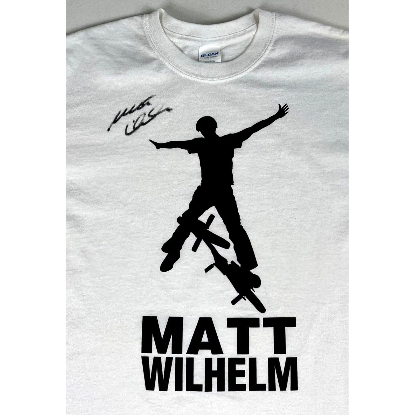 Gildan Matt Wilhelm Pro BMX Rider Autographed T-Shirt Sz M Shirt Adult M White Nike? Size US M / EU 48-50 / 2 - 3 Thumbnail
