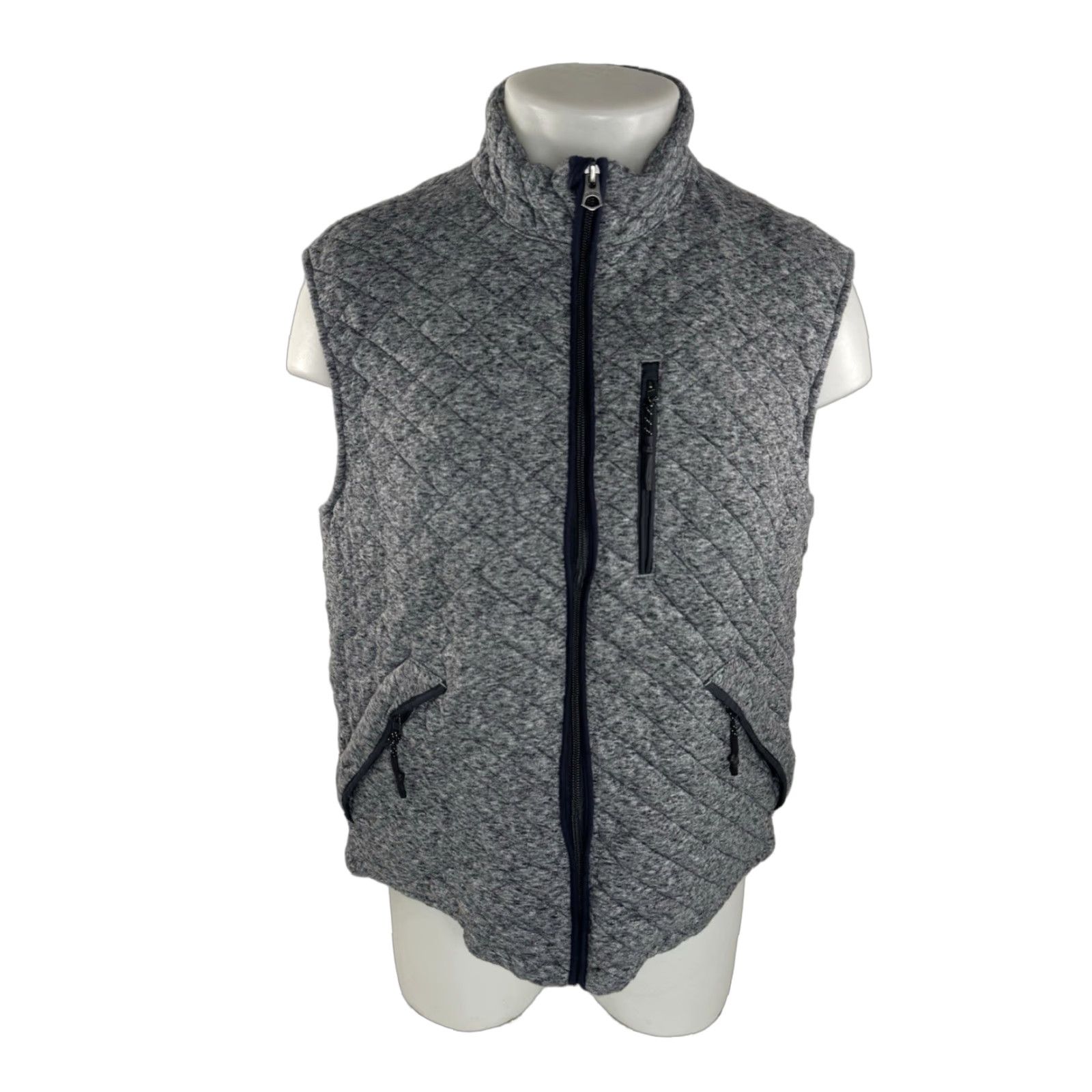 Faherty Faherty Quilted Zip Vest Mens L Grayish Blue with Cotton Blend Outer Shell Winter Wear B10 Size US L / EU 52-54 / 3 - 1 Thumbnail