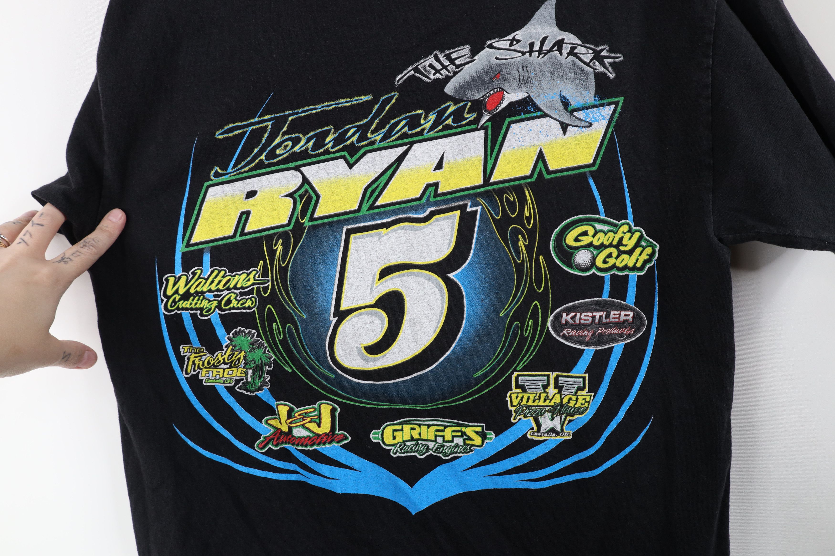 Vintage Vintage Y2K The Shark Jordan Ryan Racing T-Shirt Black Size US M / EU 48-50 / 2 - 9 Thumbnail