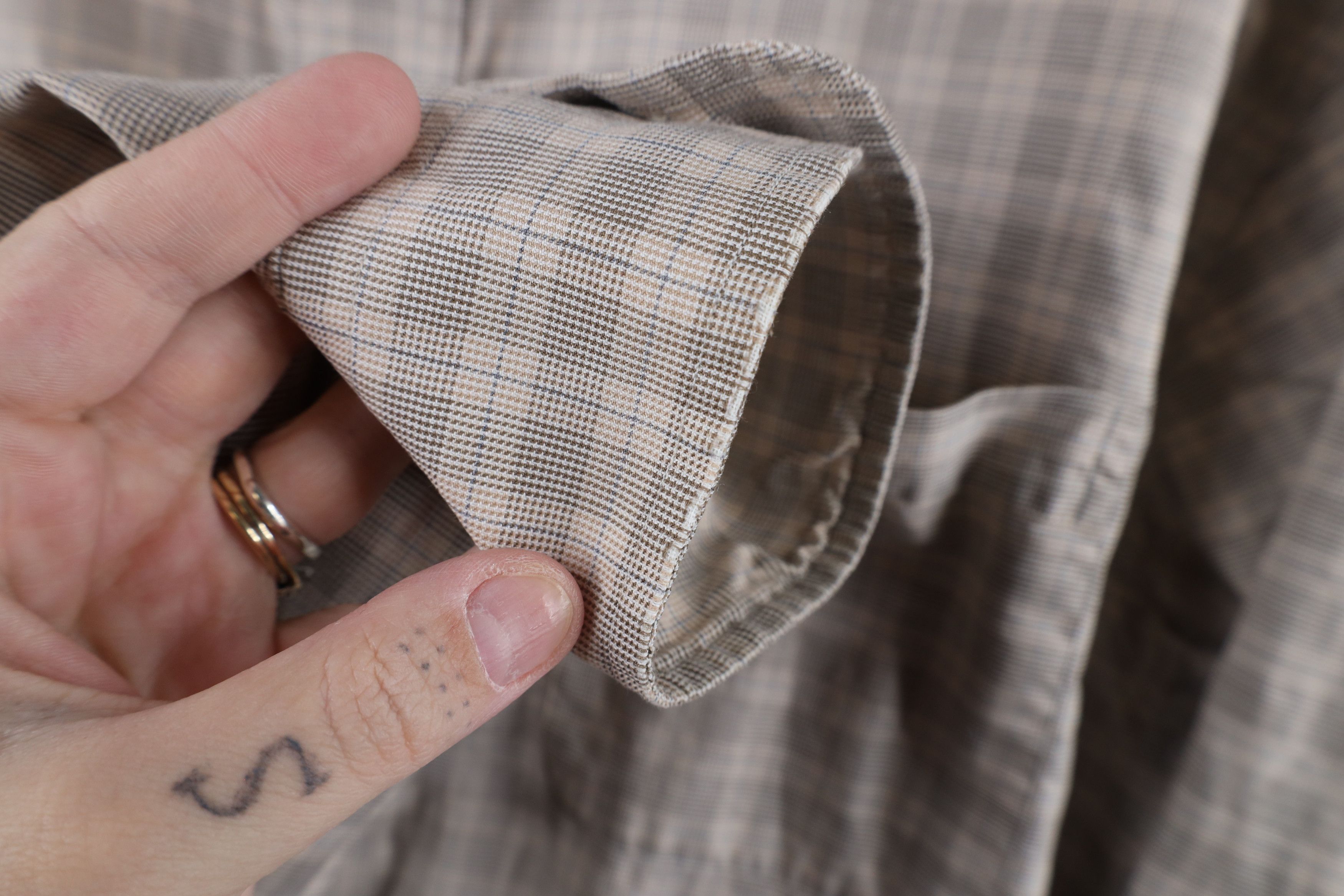 Lands' End × Vintage Vintage 90s Lands End Collared Button Down Shirt Beige Plaid Size US XL / EU 56 / 4 - 6 Thumbnail