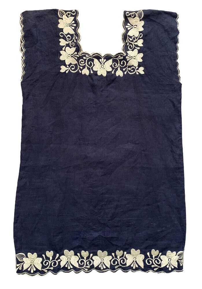 Designer Pre Owned Marine Blue Beige Embroidered Hand Made Blouse S Size S / US 4 / IT 40 - 2 Thumbnail