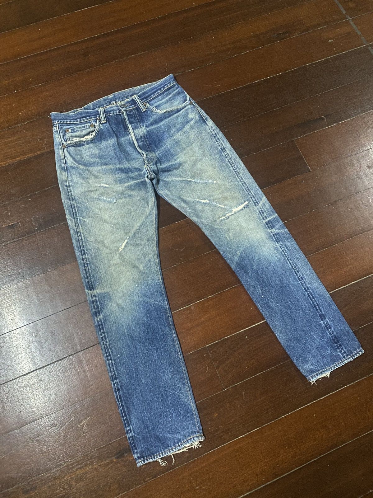 Warehouse Vintage 90s Warehouse patch leather Selvedge distressed Size US 32 / EU 48 - 2 Thumbnail