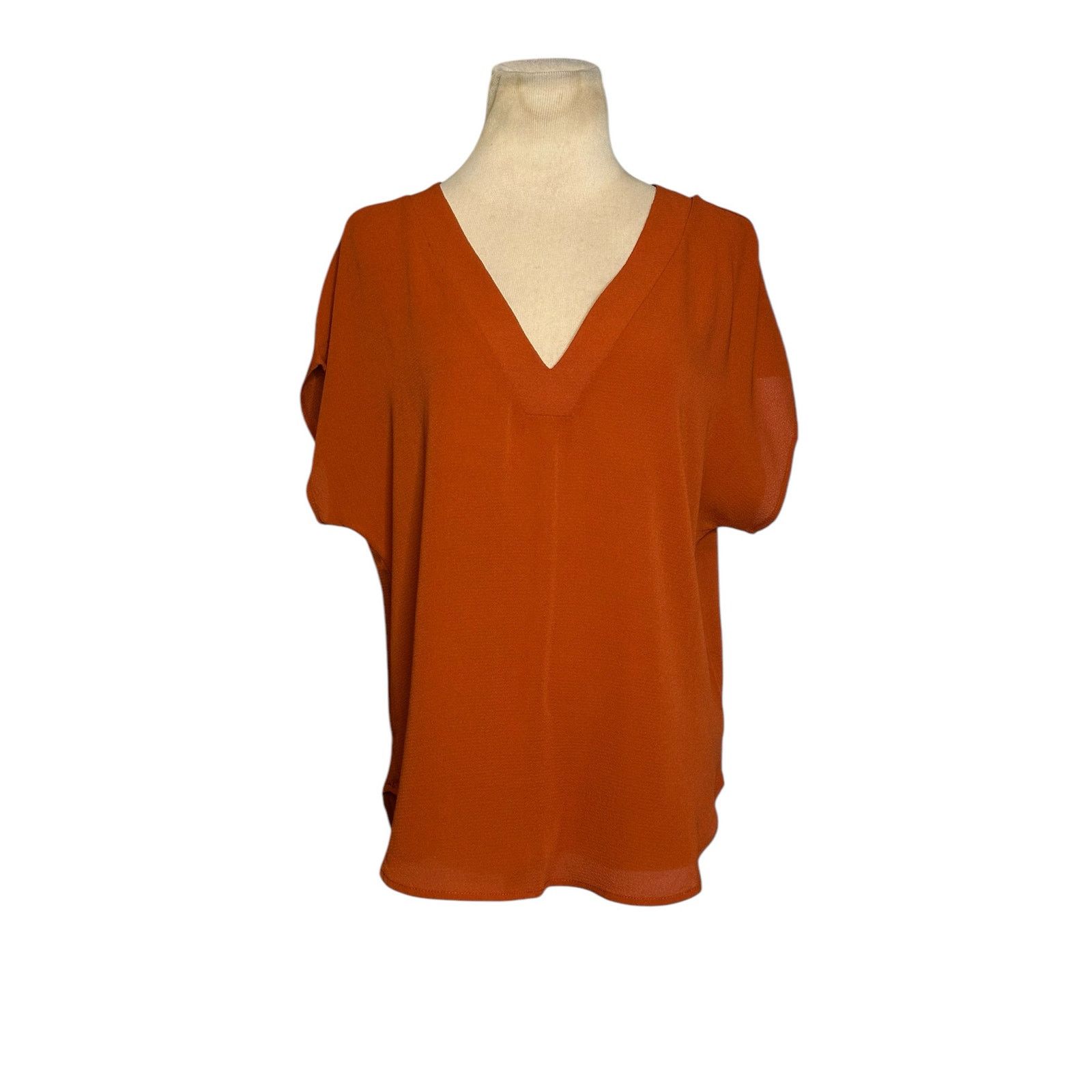 Forever 21 Forever 21 rust orange v neck short sleeves blouse size s Size S / US 4 / IT 40 - 10 Thumbnail