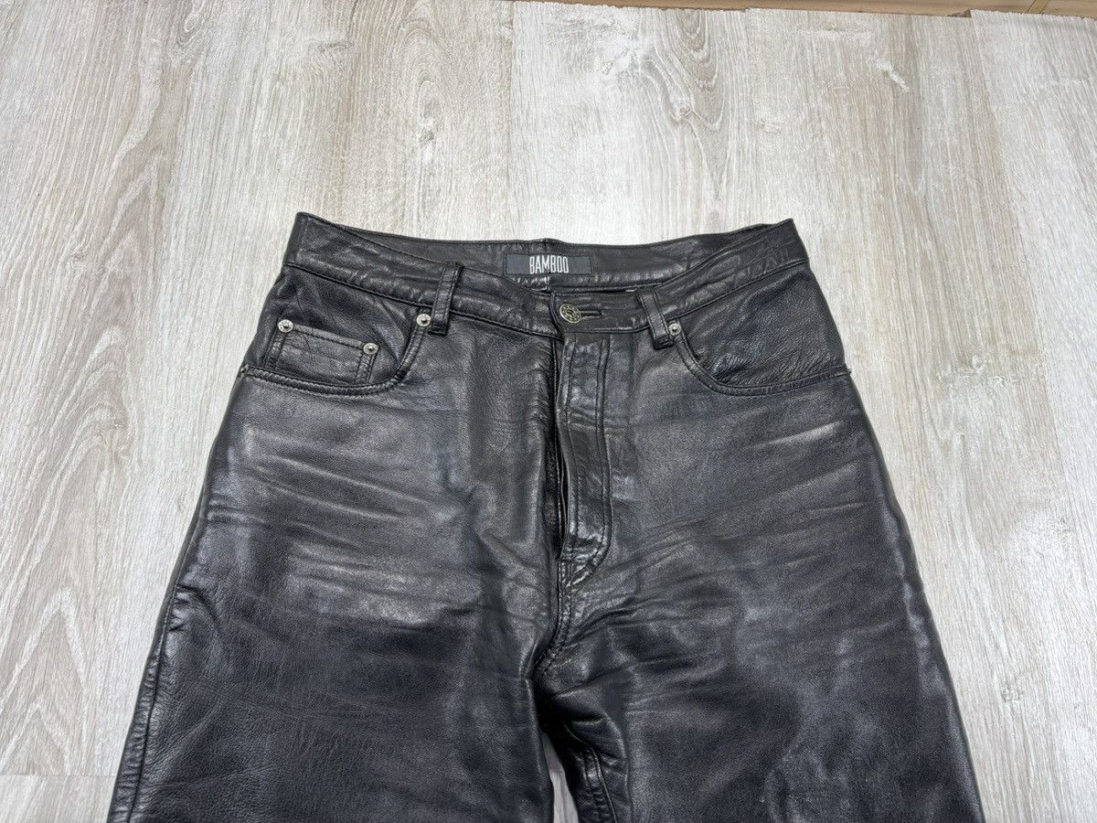 Leather × Vintage Womens biker motorcycle leather pants Bamboo Size 30 Size 24" / US 00 / IT 34 - 4 Thumbnail