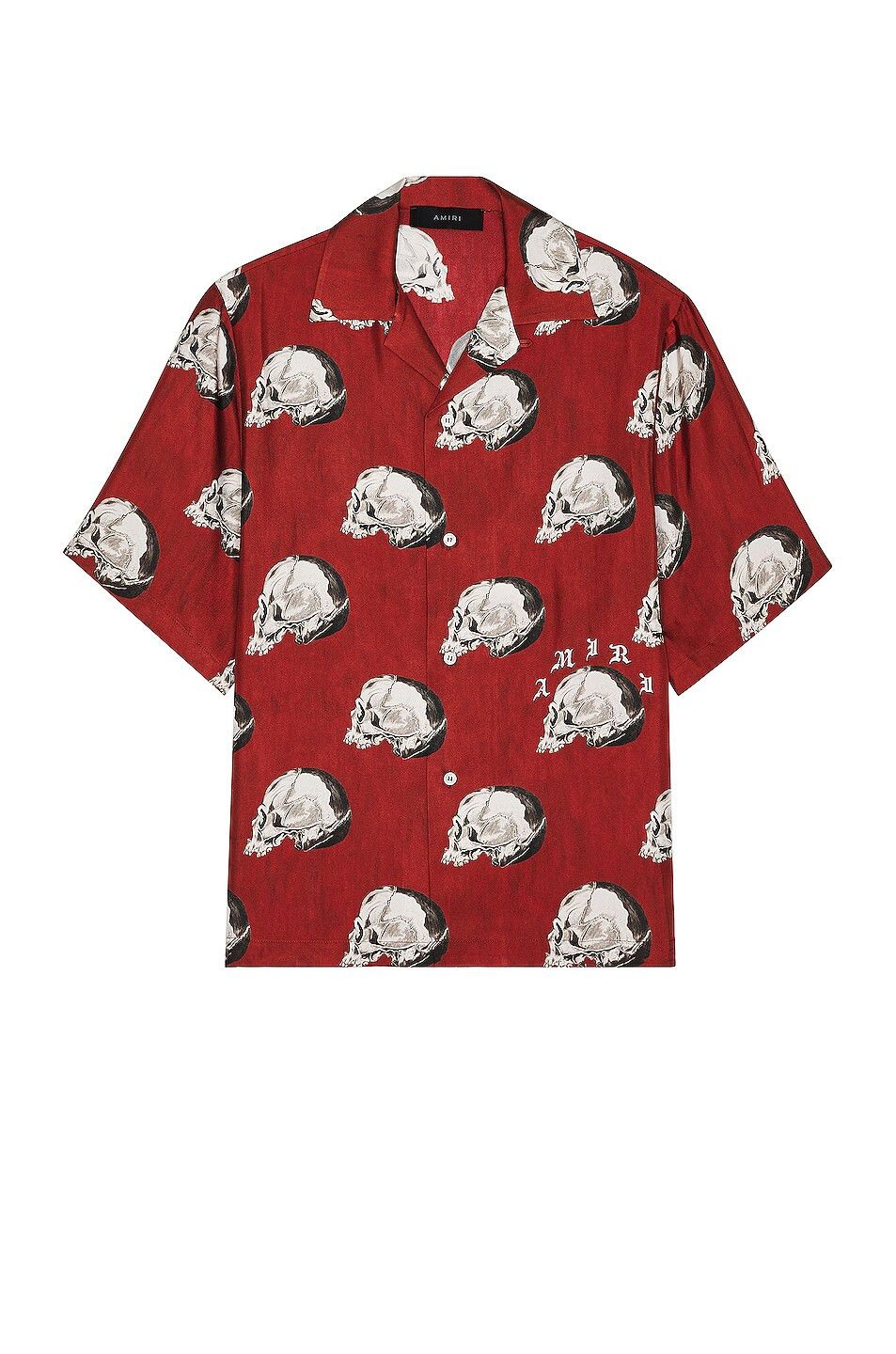 o1mle0924 All Over Skull Bowling Shirts in Red & White