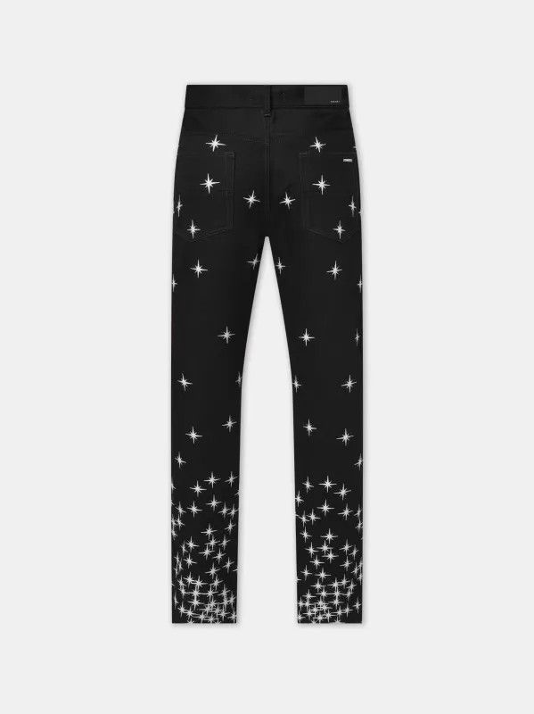 Amiri o1orln0426 Starburst Crystal Straight Jeans in Black Size US 32 / EU 48 - 2 Thumbnail