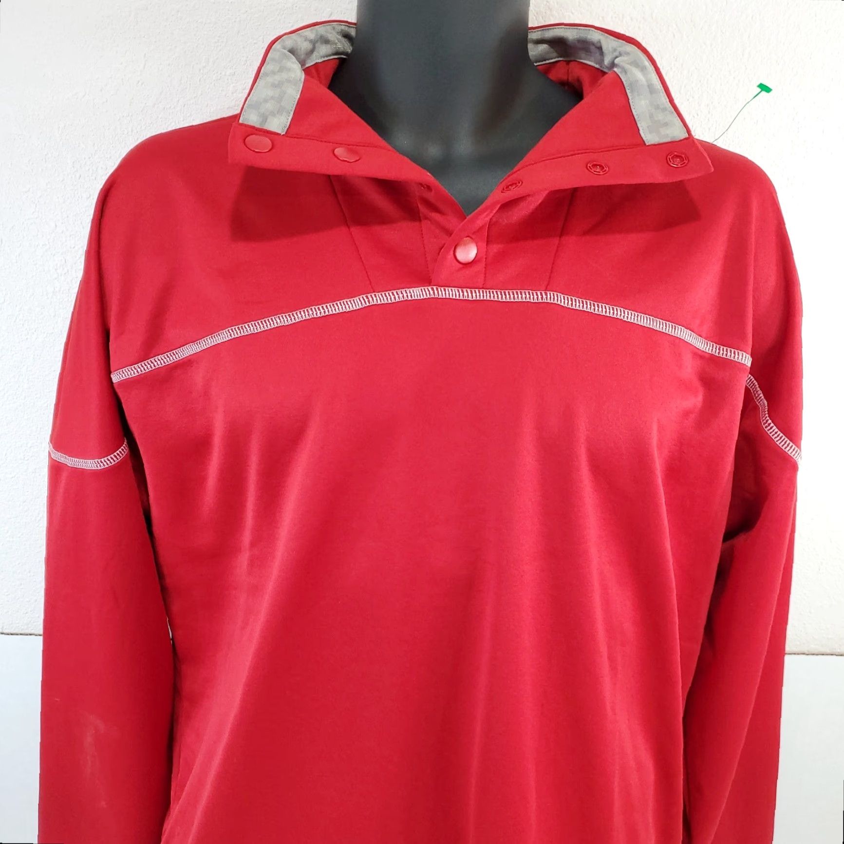 Adidas adidas Men's M Medium Long Sleeve 1/4 Snap Pullover HH7416 Red with Grey Trim Size US M / EU 48-50 / 2 - 3 Thumbnail