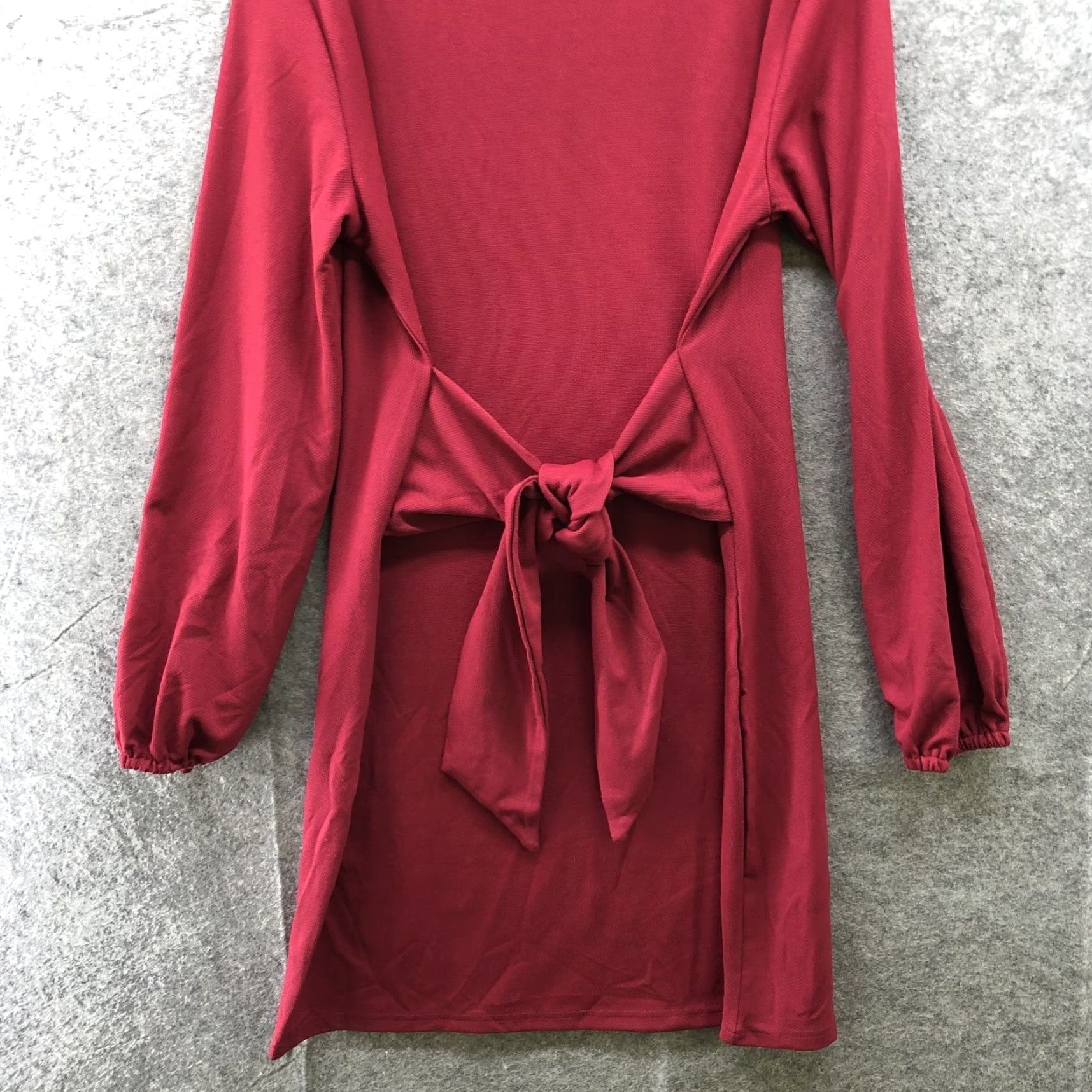 Vintage NWT Pretty Garden Dress Size L Red Lantern Sleeve Tie Front Waist Shift Size L / US 10 / IT 46 - 7 Thumbnail