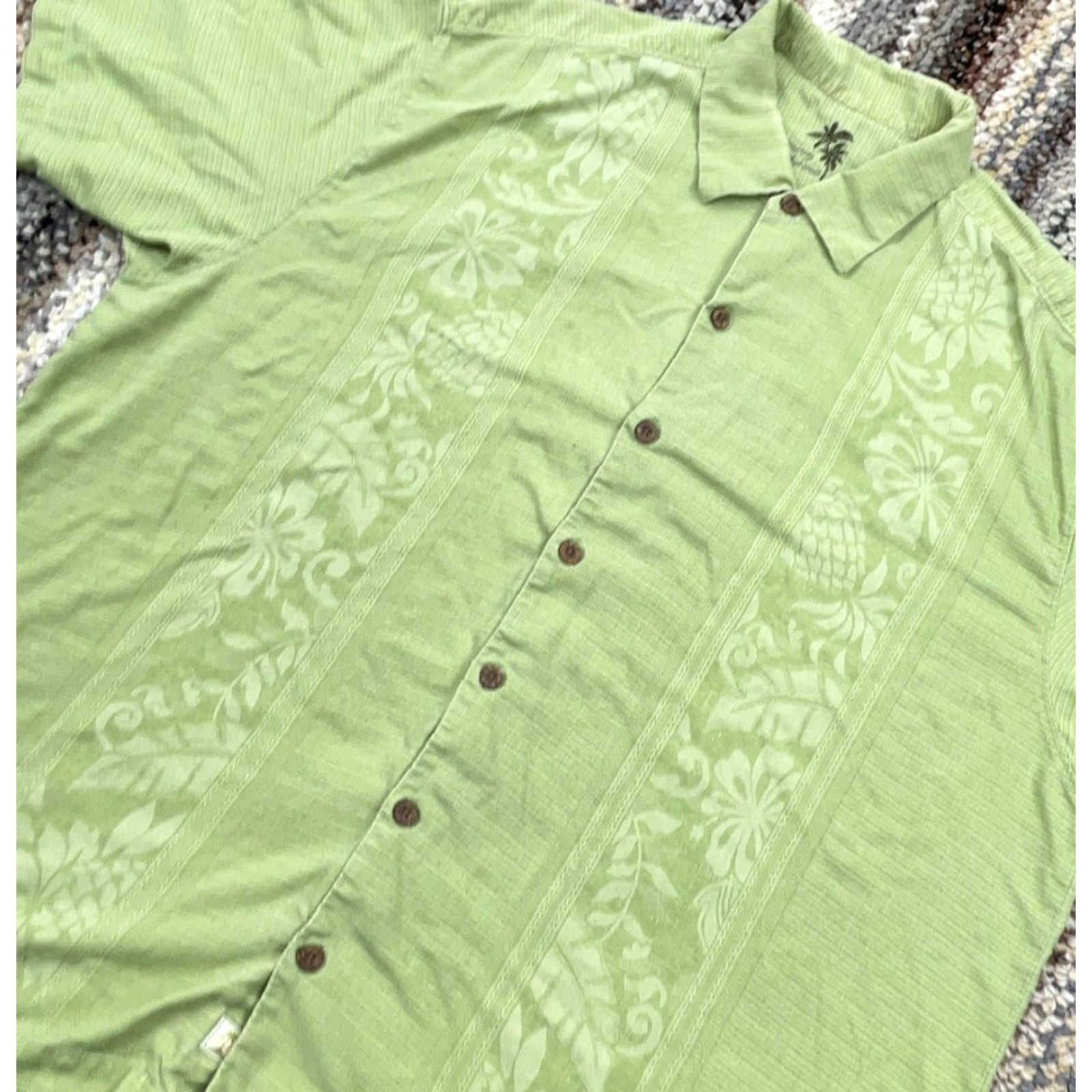 Tommy Bahama Tommy Bahama Shirt Men XL Green Silk Button Up Hawaiian Palm Camp Hula Adult Size US XL / EU 56 / 4 - 5 Thumbnail