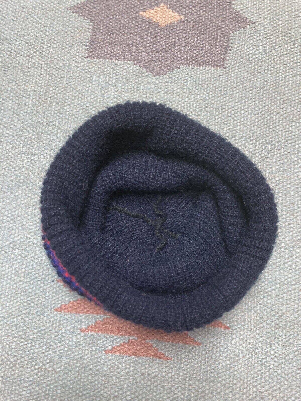 Scully × Vintage Vtg skull cap beanie hat striped tri tone acrylic knit red Size ONE SIZE - 5 Thumbnail