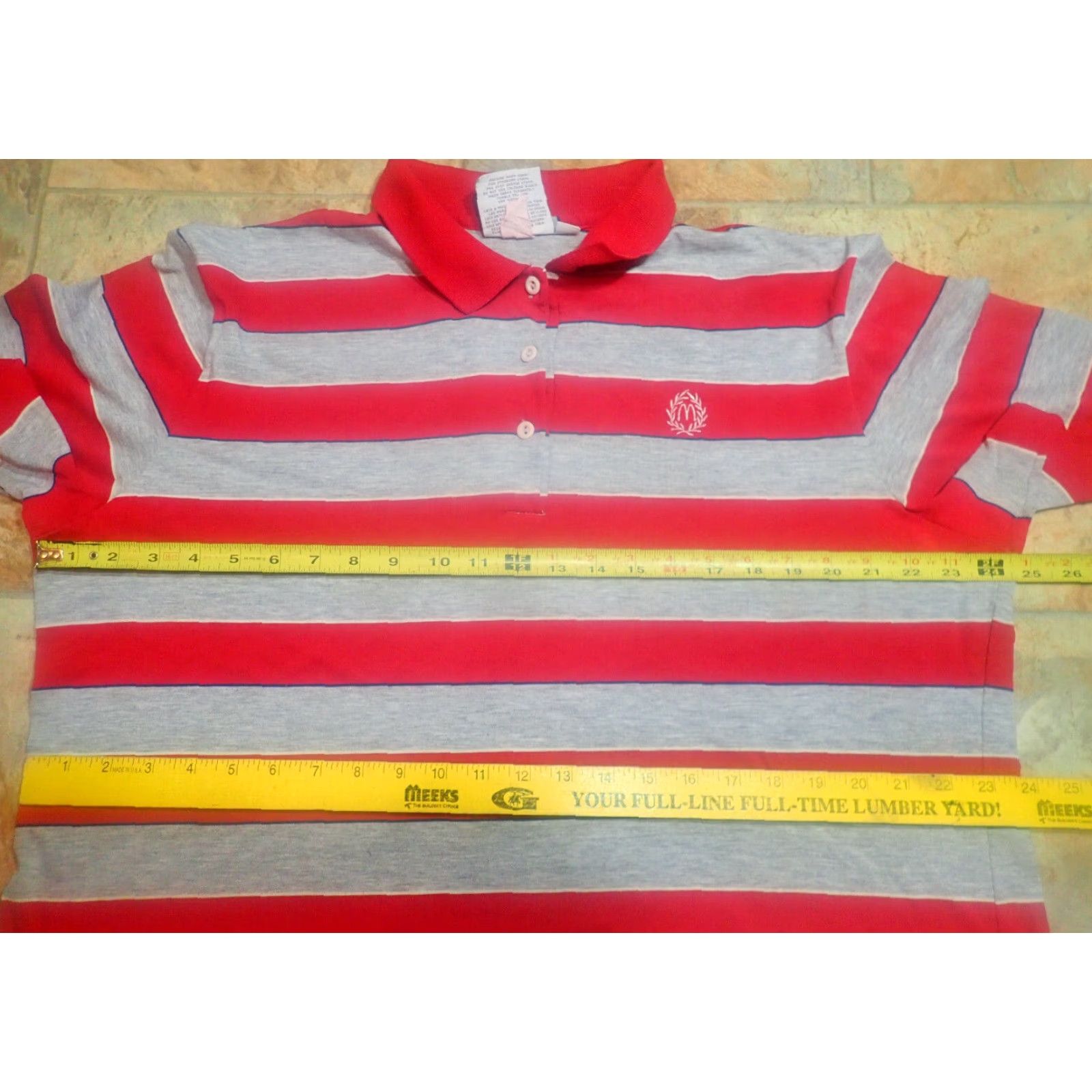 Vintage Vintage McDonald's Brand McDonald's Crew Uniform Employee Polo Striped Rugby Shirt Womens 2XL Red Gray XXL 80s Size XXL / US 16-18 / IT 52-54 - 6 Thumbnail