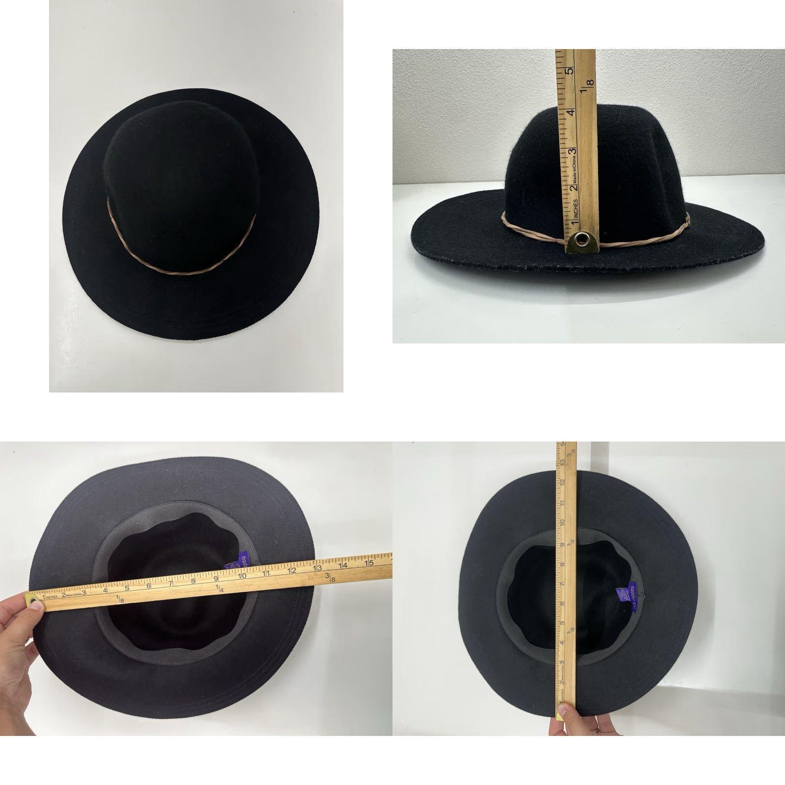 Vintage Madden Girl Hat Women Black Wool Floppy Brim One Size - Wide Brim Felt Winter Size ONE SIZE - 8 Thumbnail