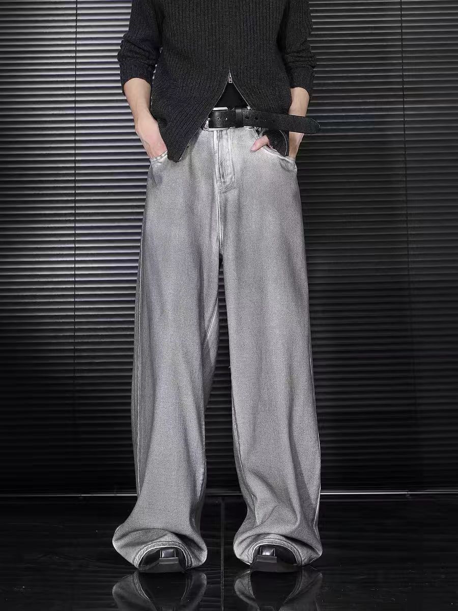 【QUALISARTIFPEREO】DIRTY BAGGY PANTS Distressed dirty baggy wide leg jeans