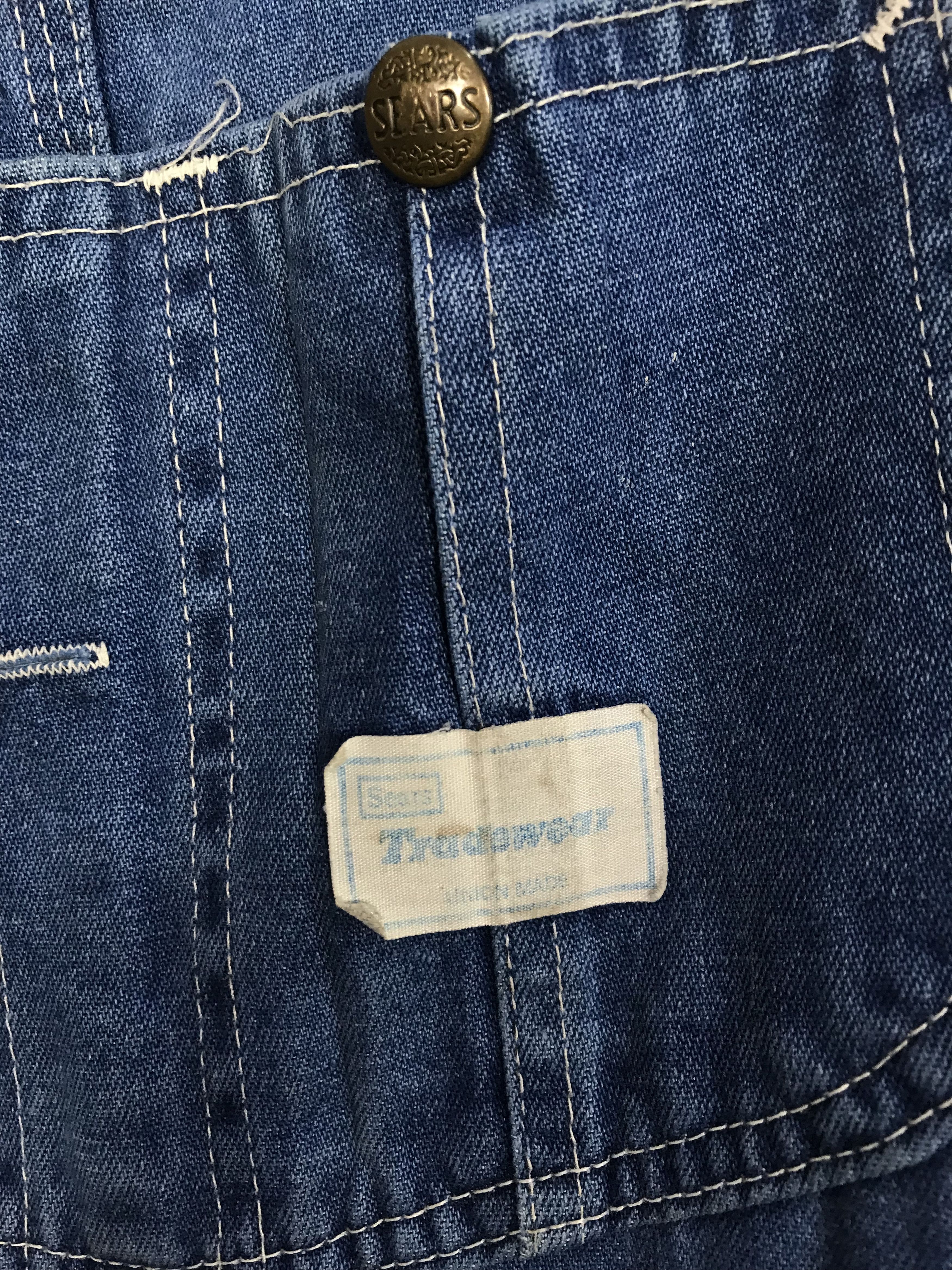 Sears 80s Sears Tradewear Union Made Indigo Denim Jeans Overall Size US 33 - 6 Thumbnail